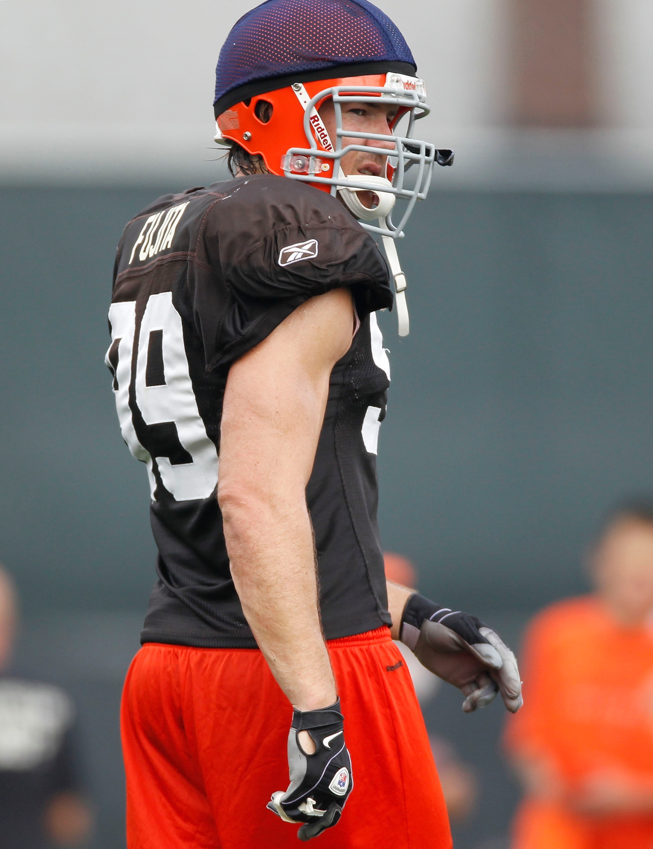 BEREA, OH - AUGUST 04:  Scott Fujita #99 of the Cleveland Browns looks on during training camp at the Cleveland Browns Training and Administrative Complex on August 4, 2010 in Berea, Ohio.  (Photo by Gregory Shamus/Getty Images)