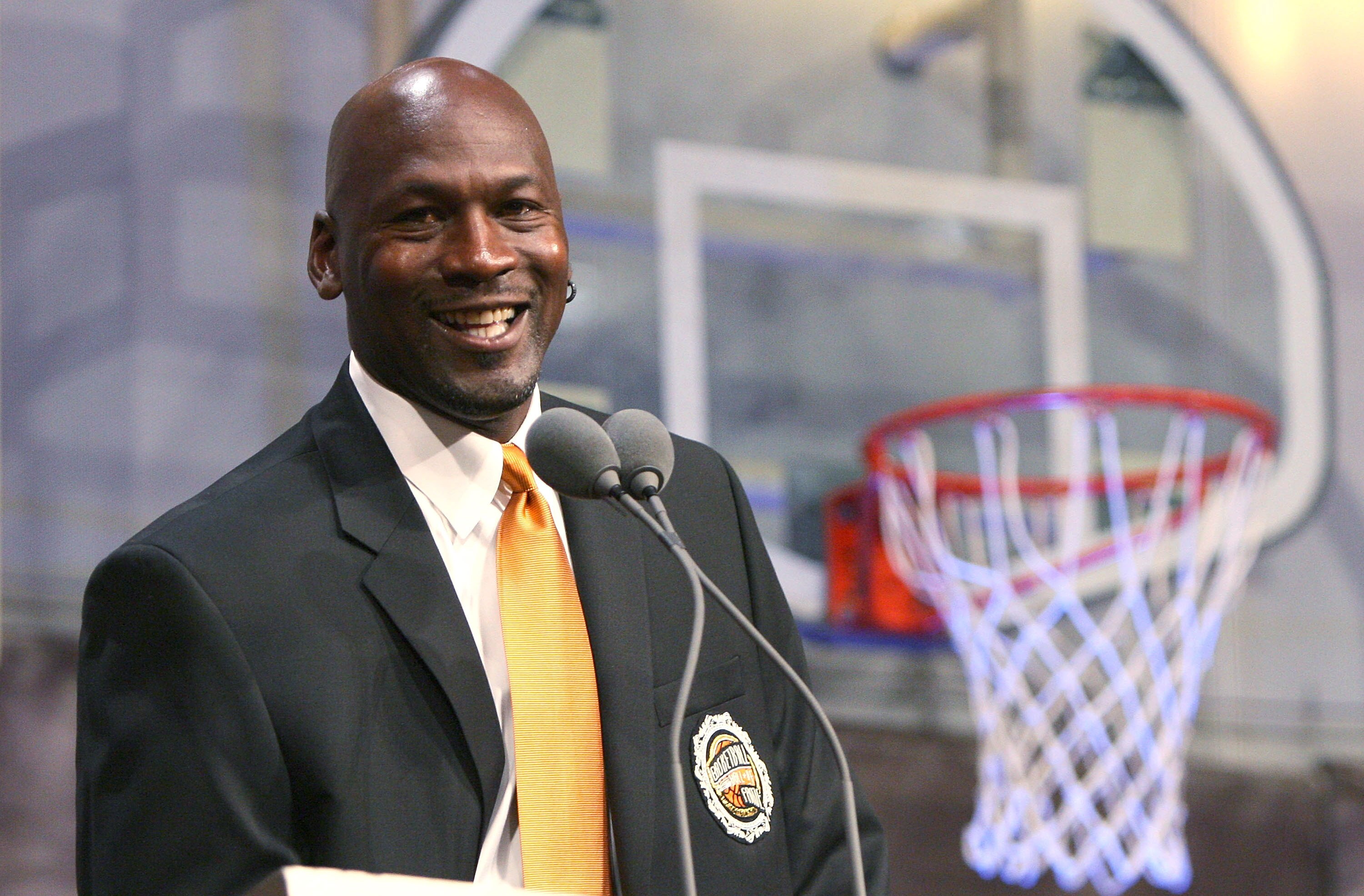 SPRINGFIELD, MA - SEPTEMBER 11:  Michael Jordan speaks during a news conference at the Naismith Memorial Basketball Hall of Fame on September 11, 2009 in Springfield, Massachusetts. (Photo by Jim Rogash/Getty Images)