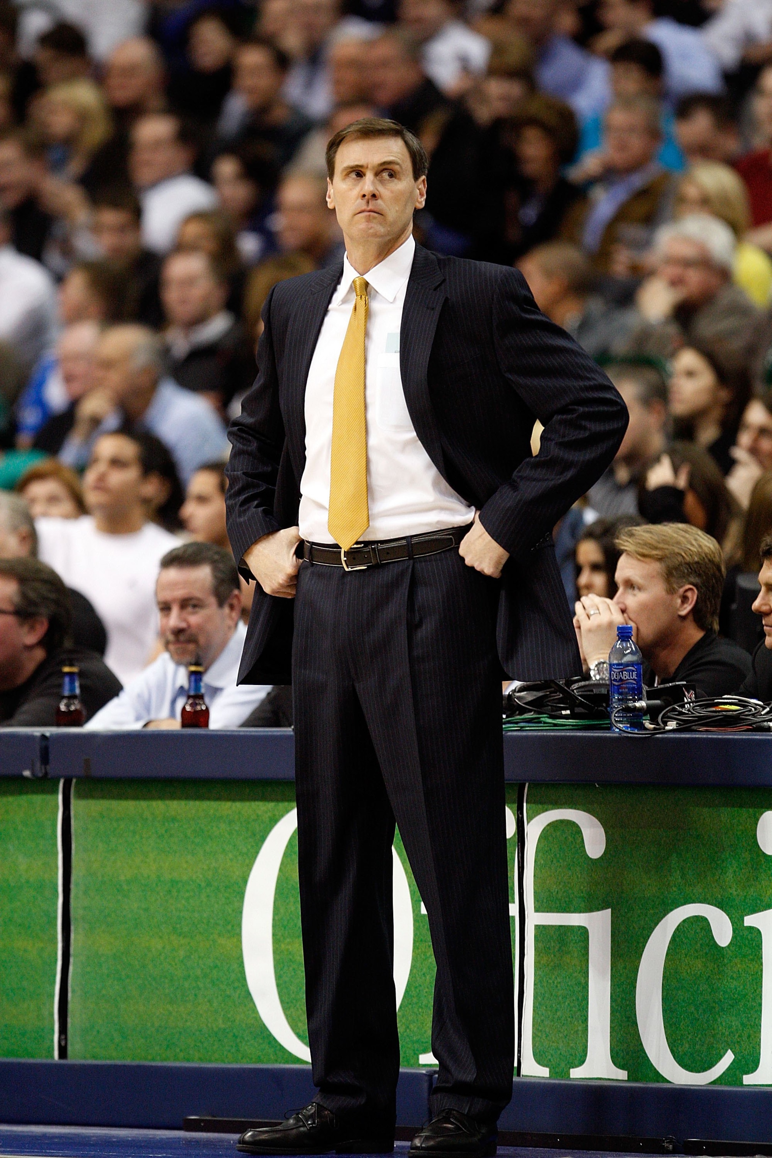 DALLAS - JANUARY 13:  Head coach Rick Carlisle on January 13, 2010 at American Airlines Center in Dallas, Texas.  NOTE TO USER: User expressly acknowledges and agrees that, by downloading and/or using this Photograph, user is consenting to the terms and c