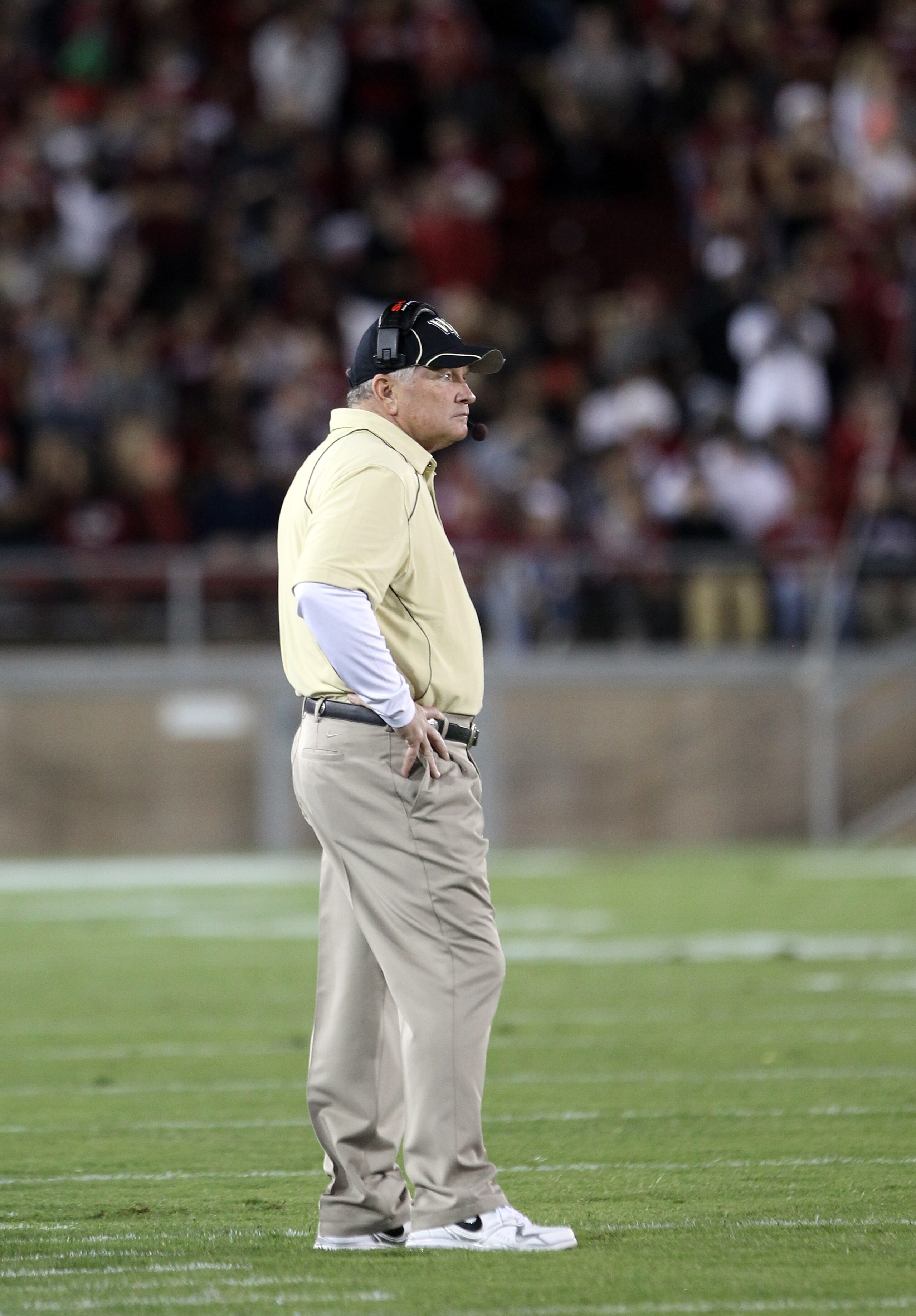PALO ALTO, CA - SEPTEMBER 18:  Head coach Jim Grobe of the Wake Forest Demon Deacons watches his team play the Stanford Cardinal at Stanford Stadium on September 18, 2010 in Palo Alto, California.  (Photo by Ezra Shaw/Getty Images)