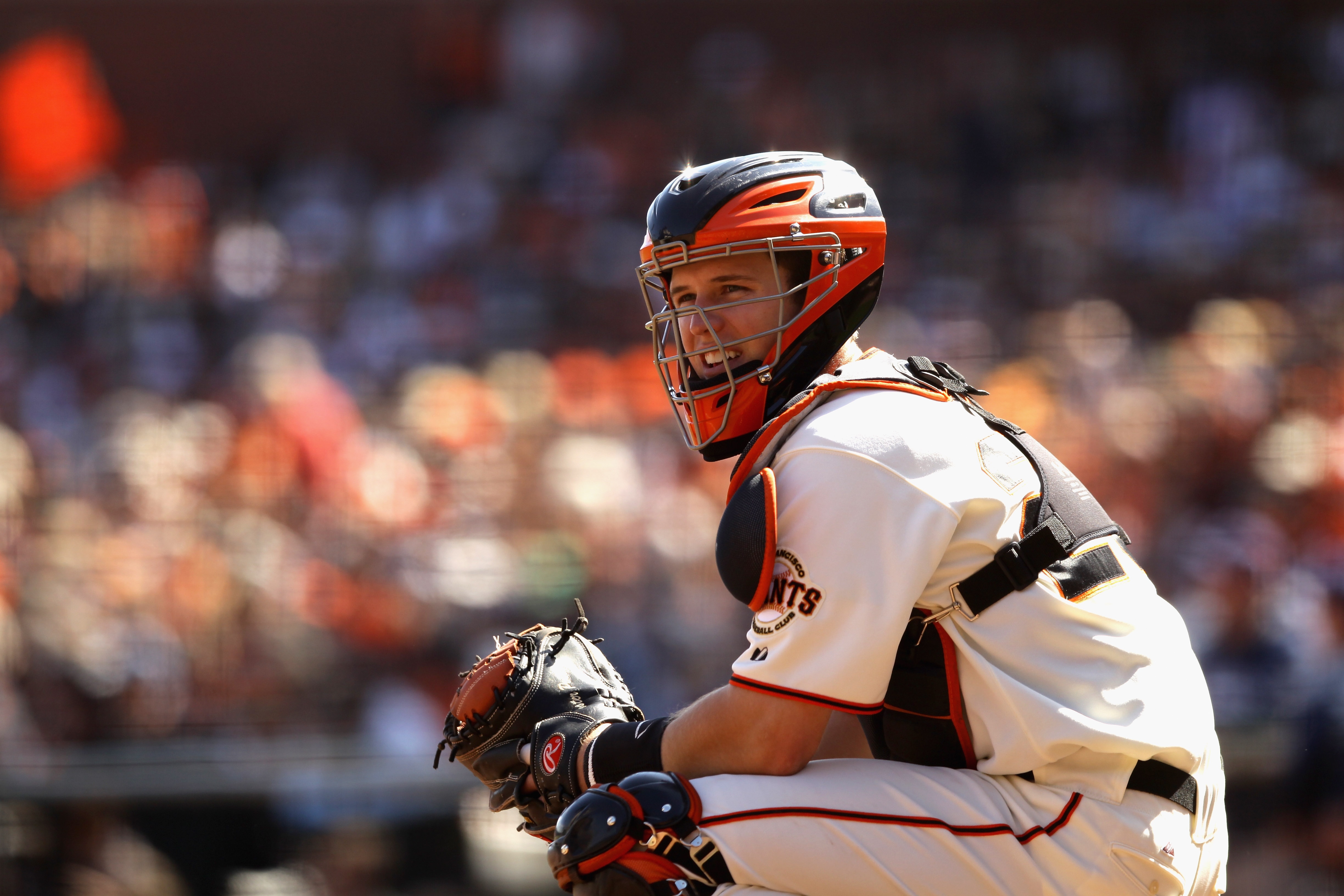 SAN FRANCISCO - OCTOBER 03:  Buster Posey #28 of the San Francisco Giants in action during their game against the San Diego Padres at AT&T Park on October 3, 2010 in San Francisco, California.  (Photo by Ezra Shaw/Getty Images)