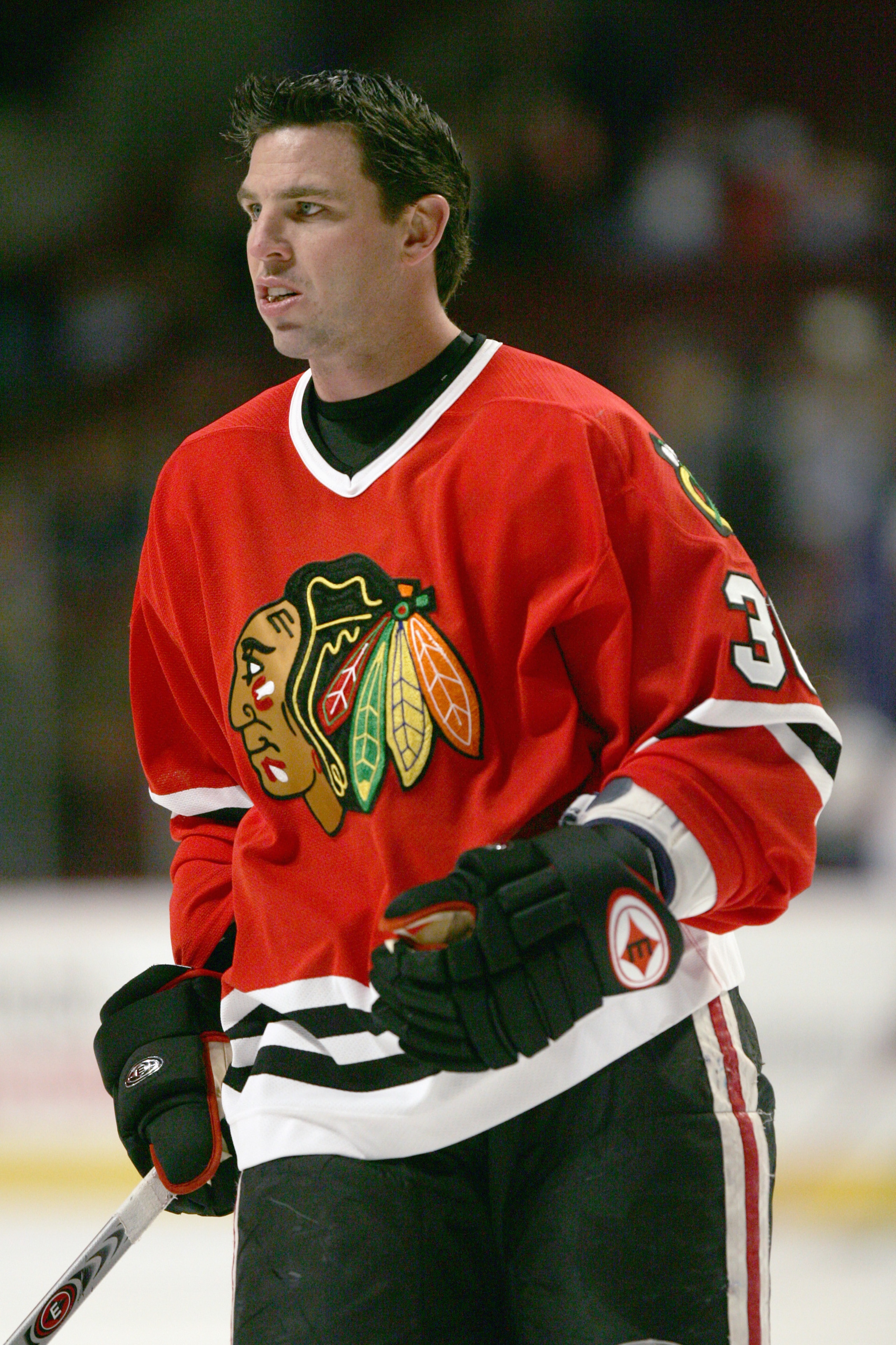 CHICAGO - MARCH 19: Matthew Barnaby #36 of the Chicago Blackhawks skates before the game against the Phoenix Coyotes on March 19, 2006 at the United Center in Chicago, Illinois. (Photo by Jonathan Daniel/Getty Images)