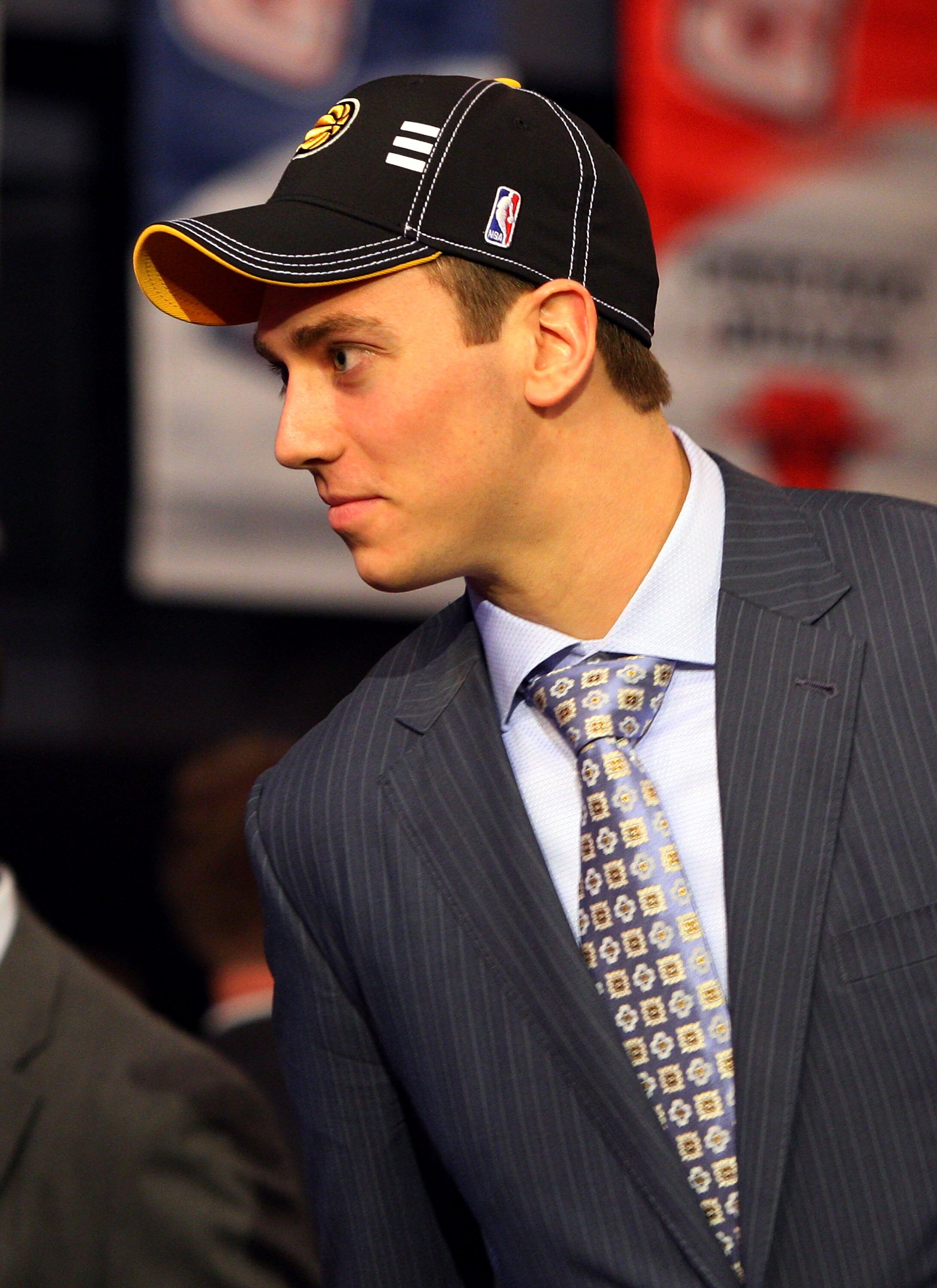 NEW YORK - JUNE 25:   Thirteenth overall draft pick by the Indiana Pacers,  Tyler Hansbrough makes his way to the stage during the 2009 NBA Draft at the Wamu Theatre at Madison Square Garden June 25, 2009 in New York City. NOTE TO USER: User expressly ack
