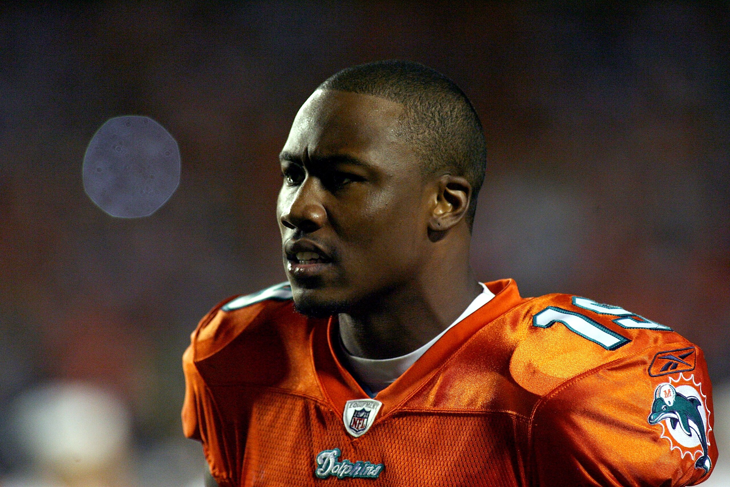 MIAMI - SEPTEMBER 26: Receiver Brandon Marshall #19 of the Miami Dolphins shouts during a game against the New York Jets at Sun Life Stadium on September 26, 2010 in Miami, Florida. (Photo by Marc Serota/Getty Images)