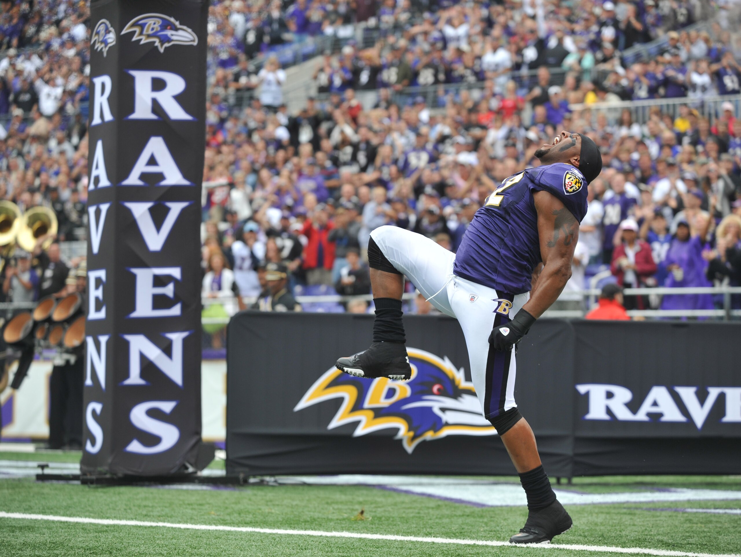 BALTIMORE - SEPTEMBER 26:  Ray Lewis #52 of the Baltimore Ravens is introduced before the game against the Cleveland Browns  at M&T Bank Stadium on September 26, 2010 in Baltimore, Maryland. The Ravens defeated the Browns 24-17. (Photo by Larry French/Get