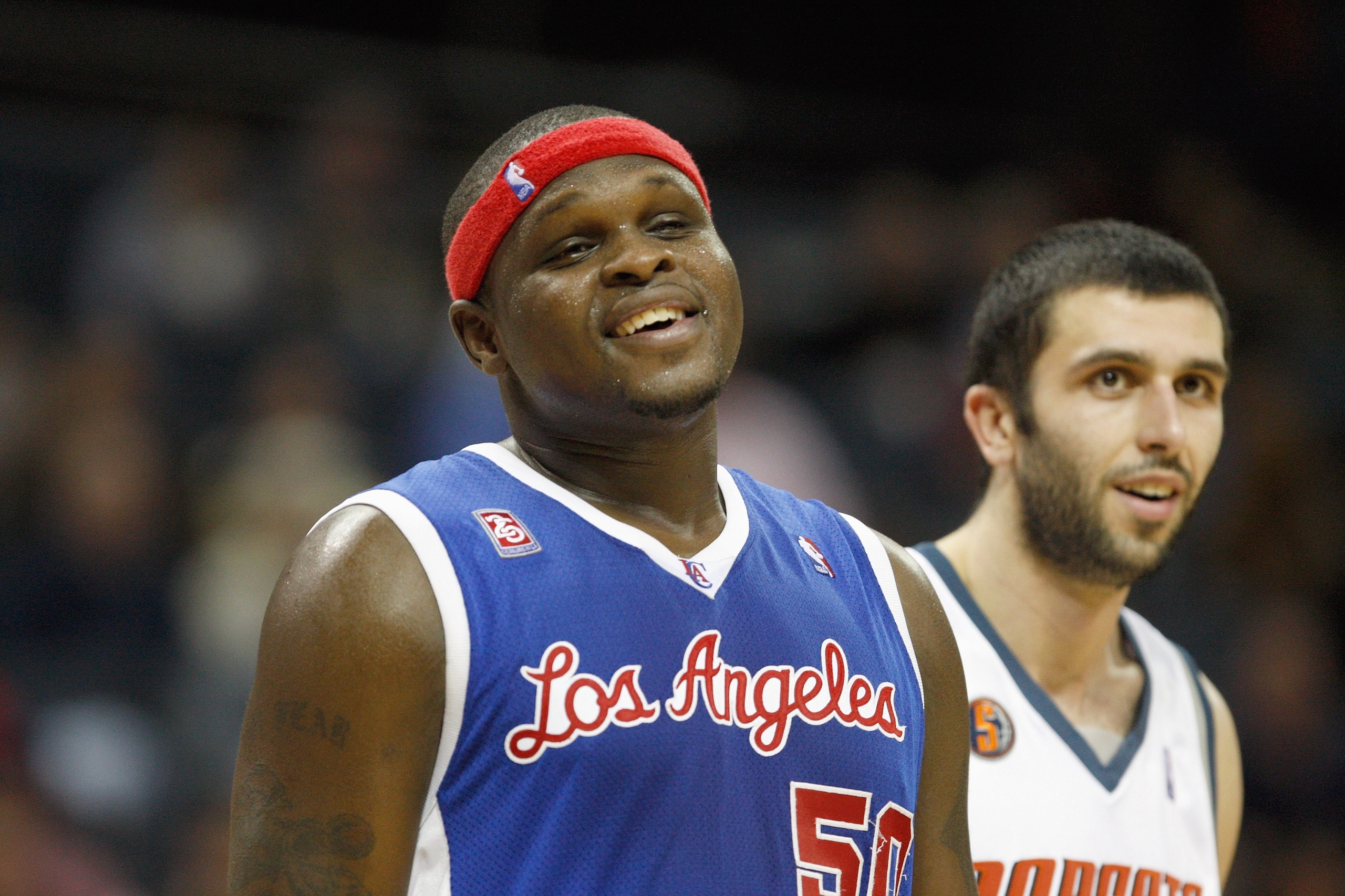 CHARLOTTE, NC - FEBRUARY 9:  Zach Randolph #50 of the Los Angeles Clippers smiles during the game against the Charlotte Bobcats at Time Warner Cable Arena on February 9, 2009 in Charlotte, North Carolina. NOTE TO USER: User expressly acknowledges and agre