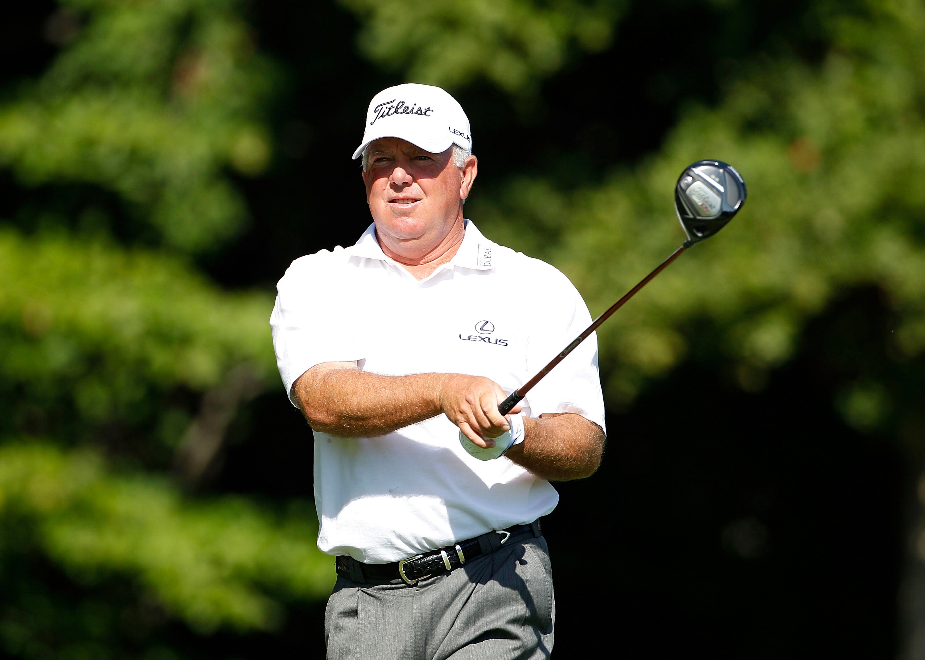 POTOMAC, MD - OCTOBER 10:  Mark O'Meara watches his drive on the eighth hole during the final round of the Constellation Energy Senior Players Championship held at TPC Potomac at Avenel Farm on October 10, 2010 in Potomac, Maryland.  (Photo by Michael Coh