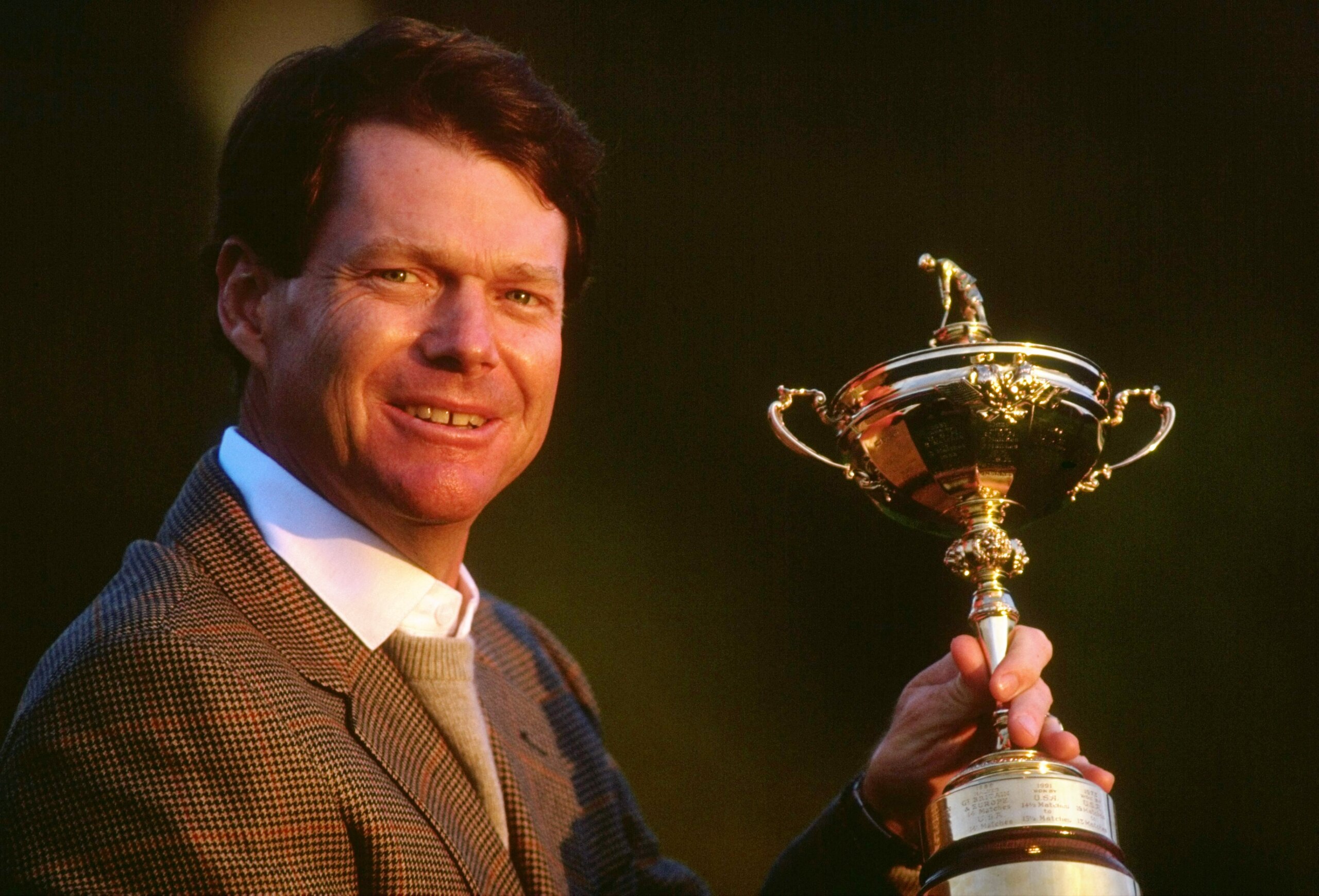 26 Sep 1993:  Portrait of USA Captain Tom Watson holding the trophy after the Ryder Cup at the Belfry Golf Club in Sutton Coldfield, England. USA won the event 15-13. \ Mandatory Credit: Chris  Cole/Allsport