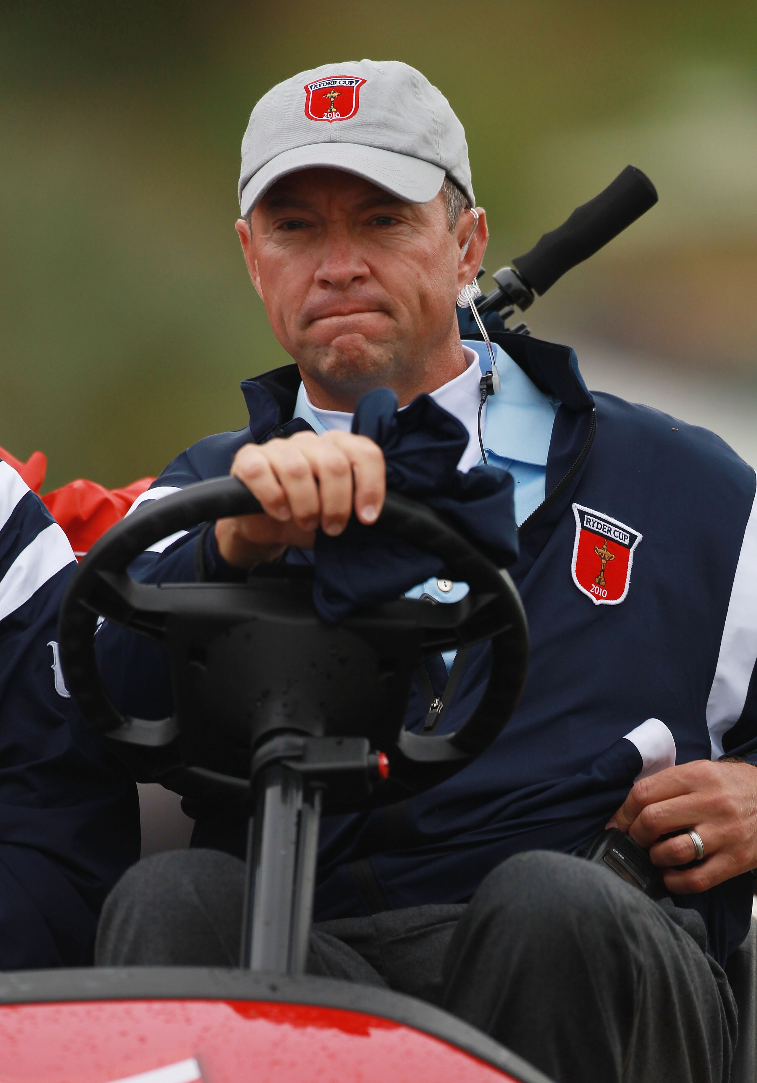 NEWPORT, WALES - OCTOBER 01:  USA Vice Captain Davis Love III looks on during the Morning Fourball Matches during the 2010 Ryder Cup at the Celtic Manor Resort on October 1, 2010 in Newport, Wales.  (Photo by Andrew Redington/Getty Images)