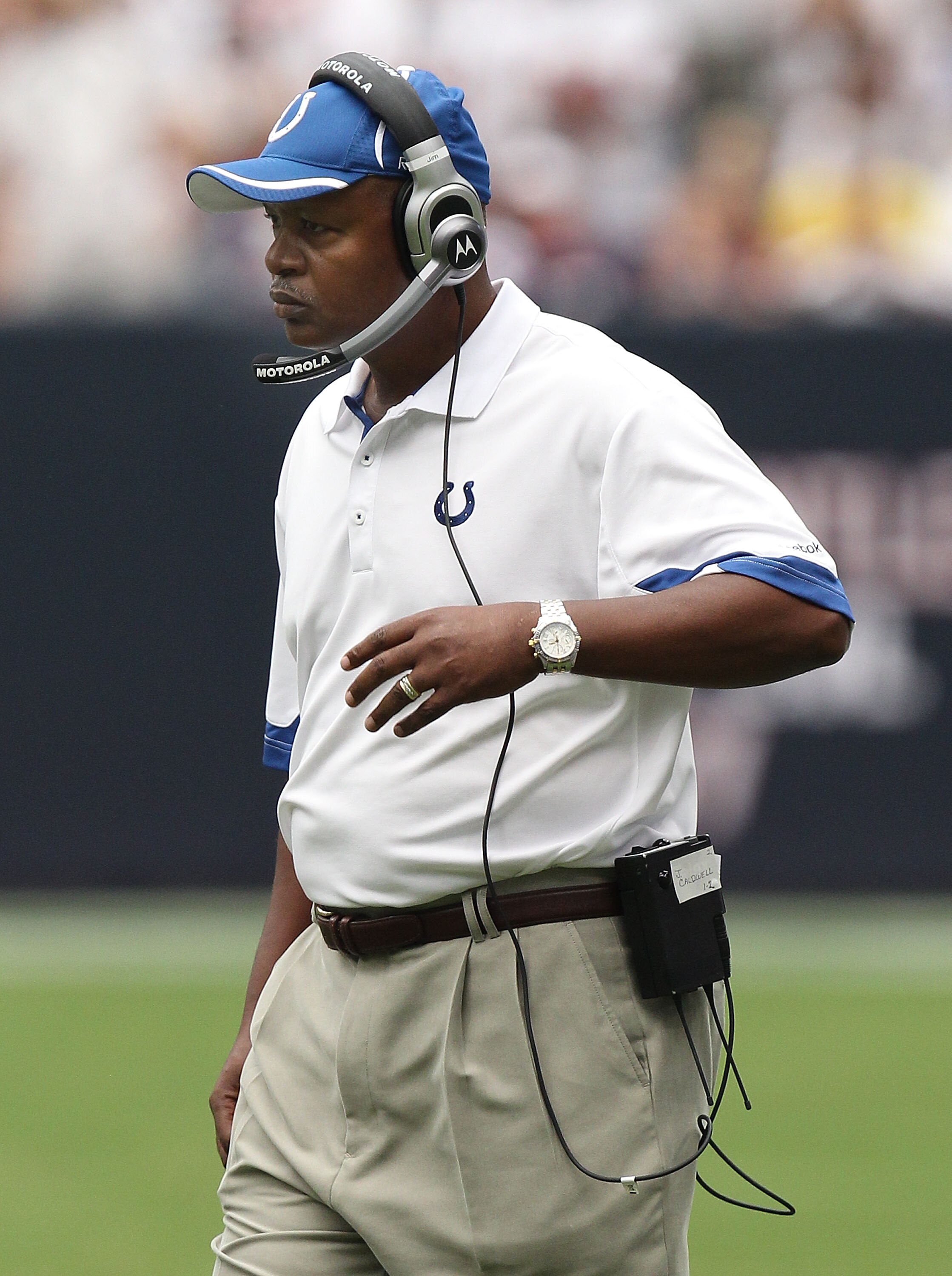 HOUSTON - SEPTEMBER 12:  Head coach Jim Caldwell of the Indianapolis Colts at Reliant Stadium on September 12, 2010 in Houston, Texas.  (Photo by Ronald Martinez/Getty Images)