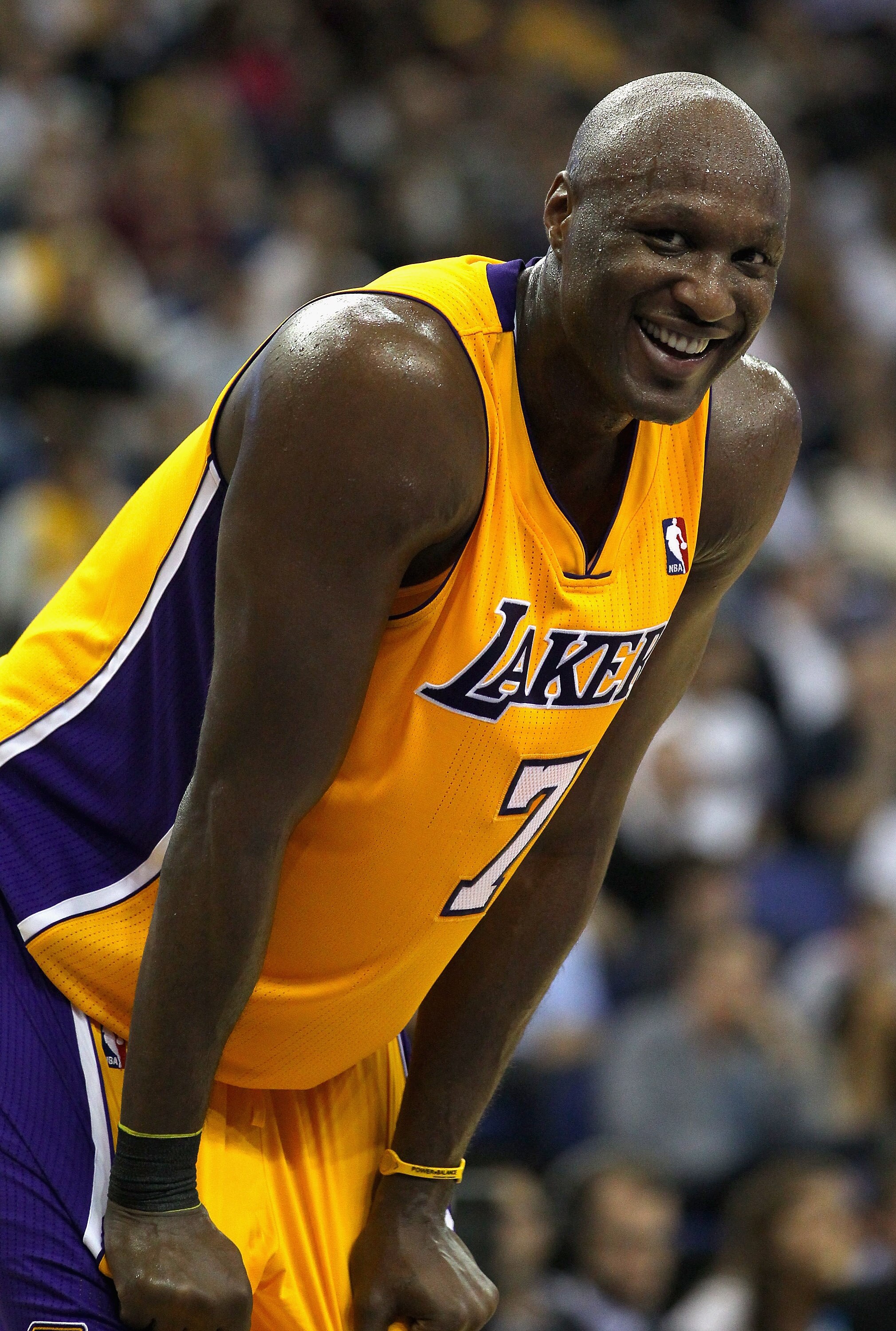 LONDON, ENGLAND - OCTOBER 04:  Lamar Odom of the Los Angeles Lakers smiles during the NBA Europe Live match between the Los Angeles Lakers and the Minnesota Timberwolves at the O2 arena on October 4, 2010 in London, England.  (Photo by Clive Rose/Getty Im