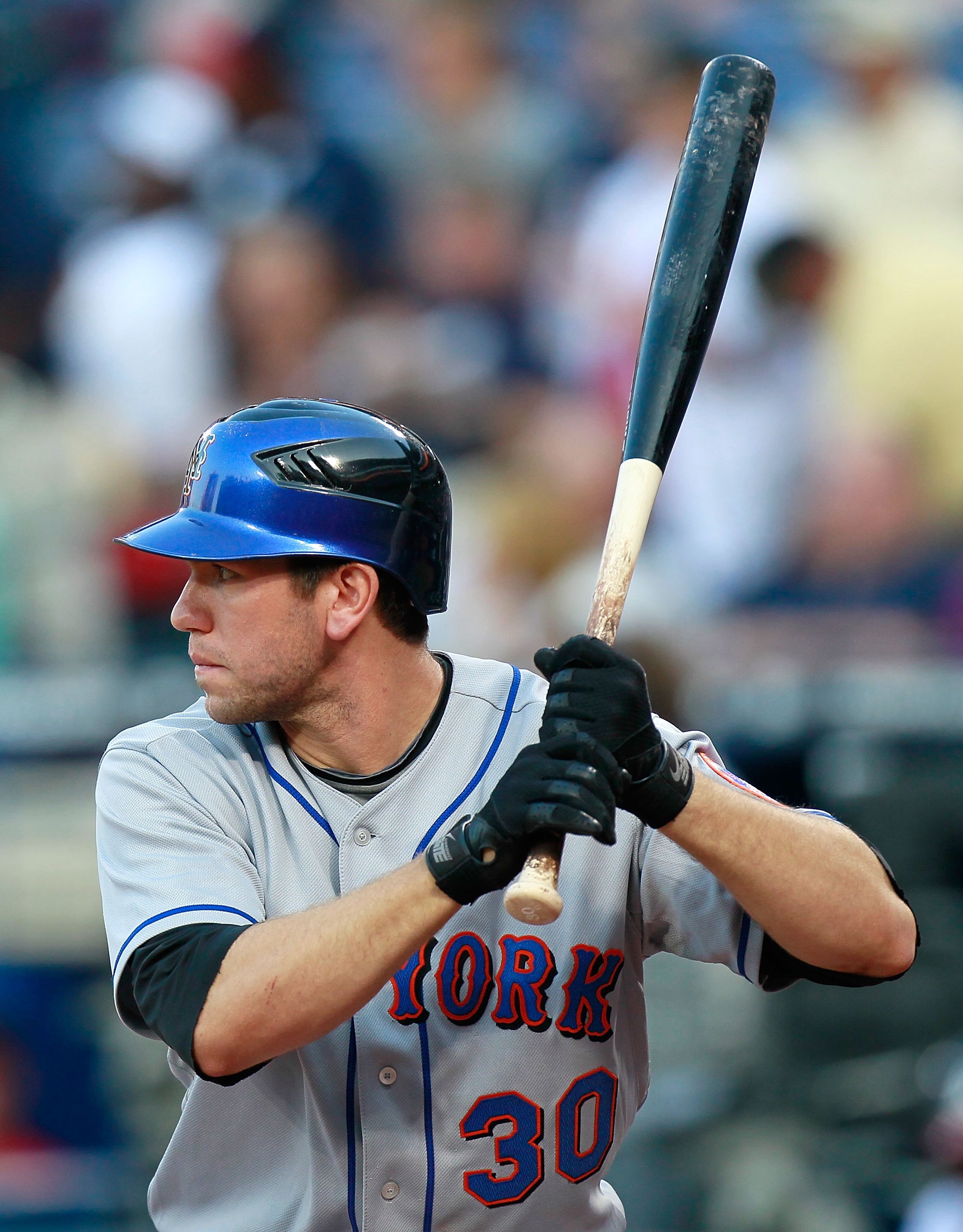 ATLANTA - SEPTEMBER 01:  Josh Thole #30 of the New York Mets pitches against the Atlanta Braves at Turner Field on September 1, 2010 in Atlanta, Georgia.  (Photo by Kevin C. Cox/Getty Images)