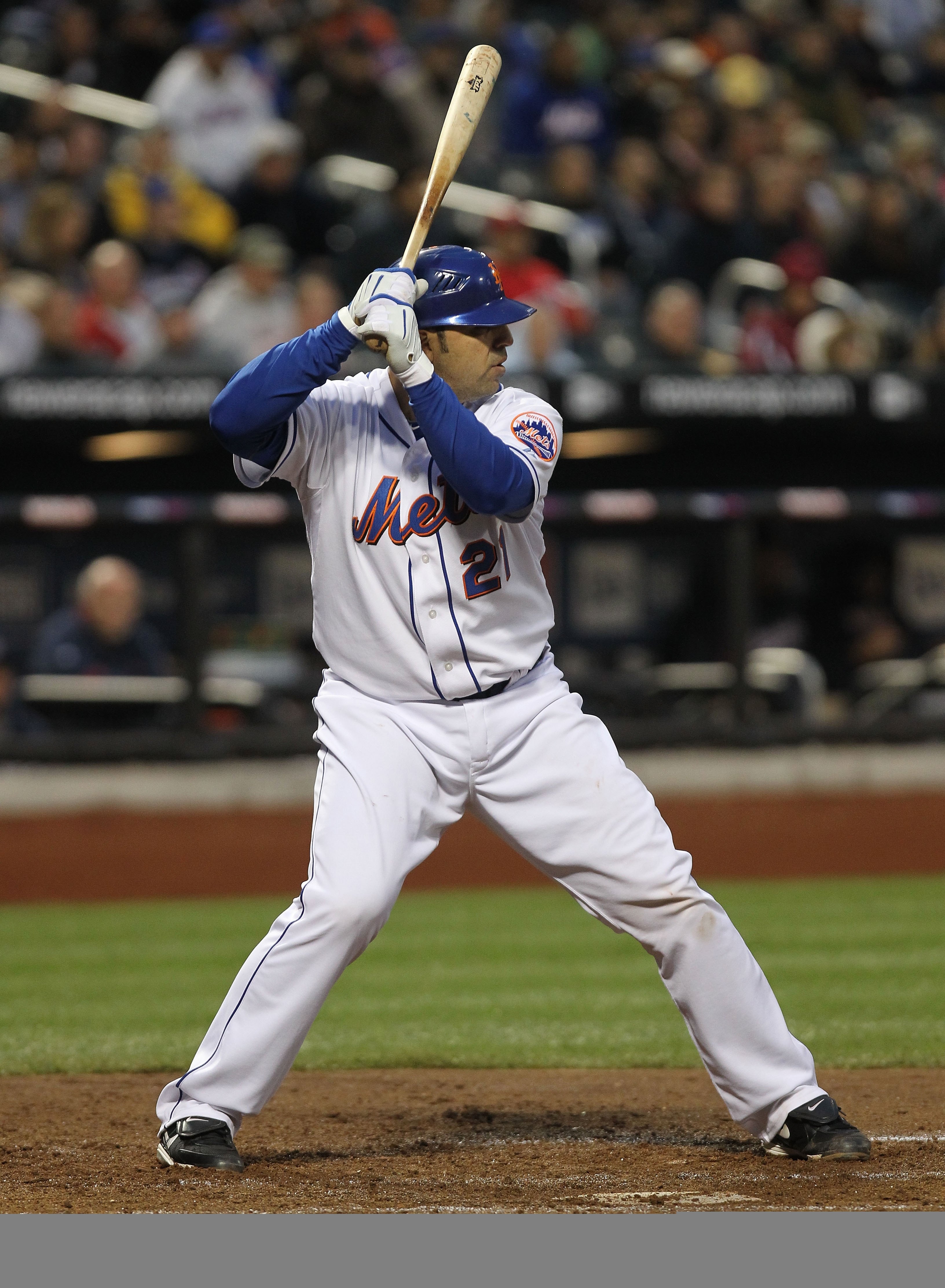 NEW YORK - MAY 11: Rod Barajas #21 of the New York Mets at bat against the Washington Nationals at Citi Field on May 11, 2010 in the Flushing neighborhood of the Queens borough of New York City.  (Photo by Nick Laham/Getty Images)