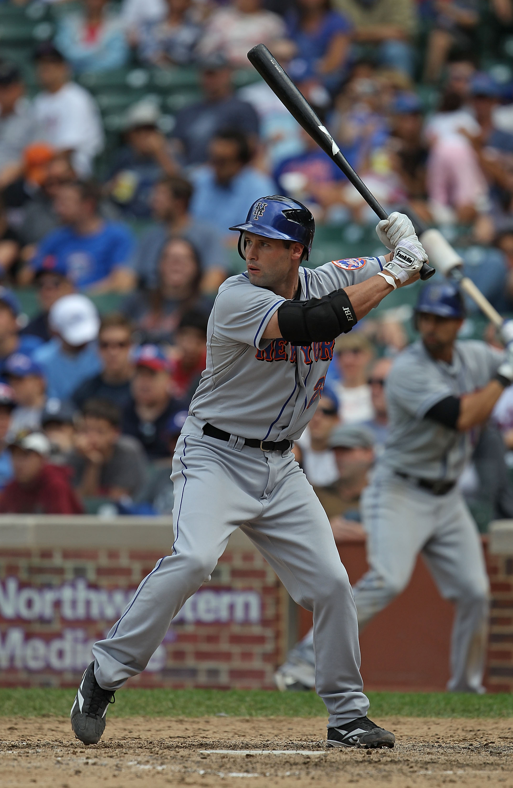 CHICAGO - SEPTEMBER 05: Chris Carter #23 of the New York Mets prepares to hit against the Chicago Cubs at Wrigley Field on September 5, 2010 in Chicago, Illinois. The Mets defeated the Cubs 18-5.  (Photo by Jonathan Daniel/Getty Images)
