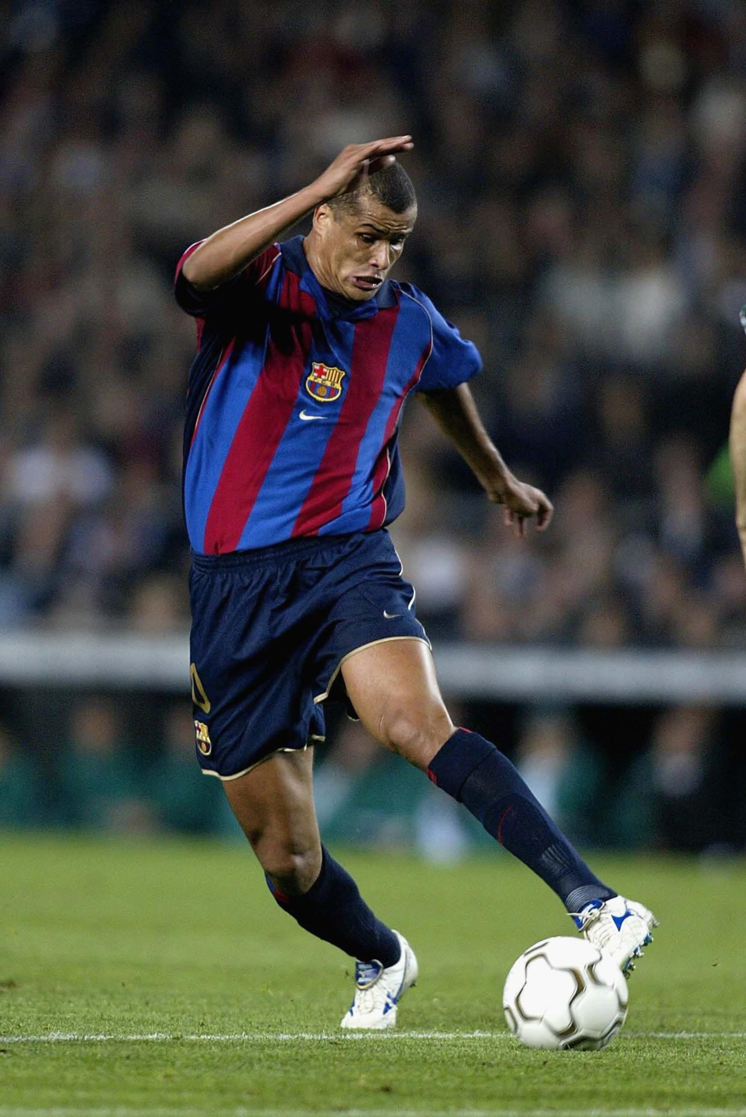 9 Apr 2002: Rivaldo of Barcelona in action during the Champions League quarter final, 2nd leg match between Barcelona and Panathinaikos at the Nou Camp Stadium, Barcelona, Spain. DIGITAL IMAGE Mandatory Credit: Gary M. Prior/Getty Images