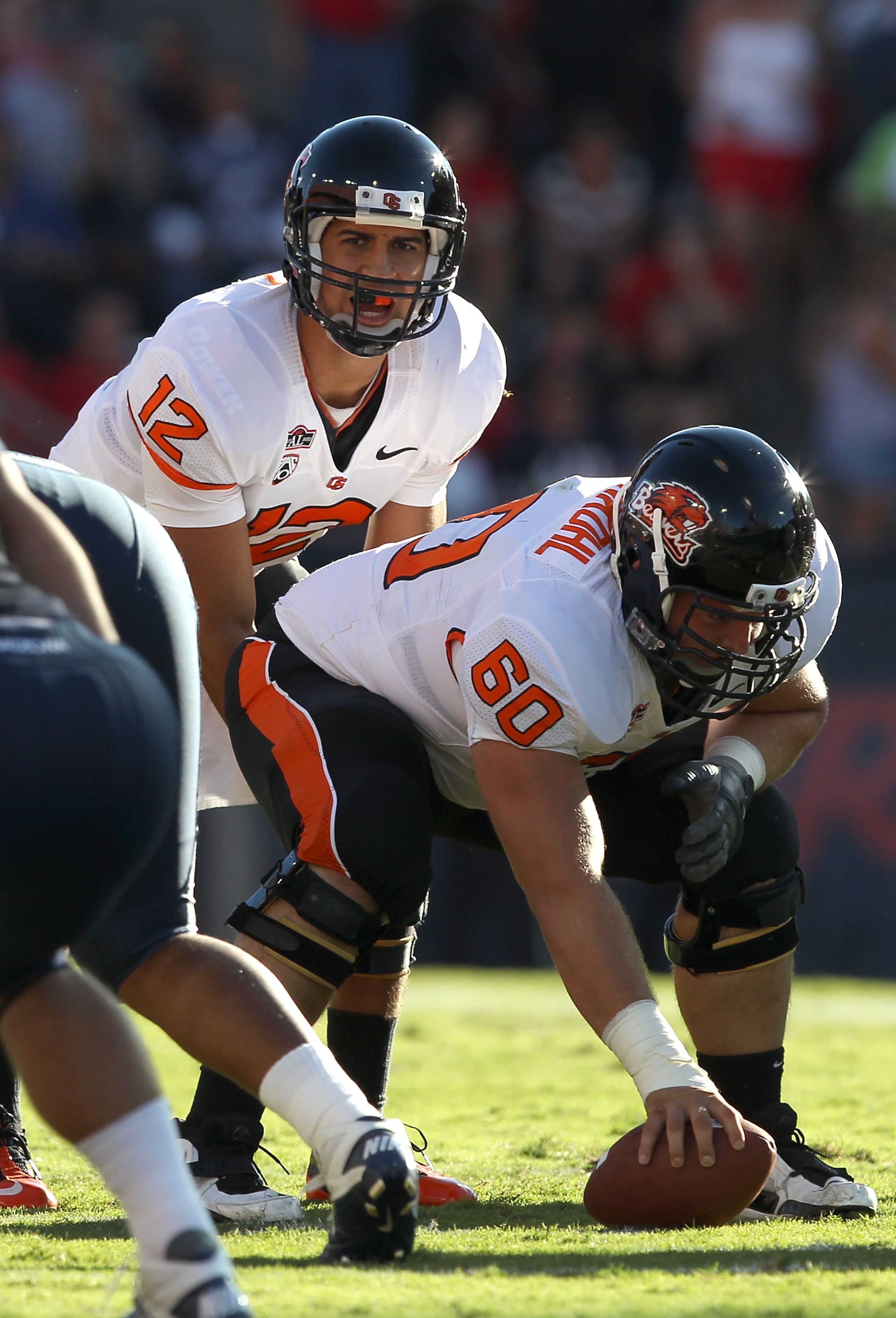 TUCSON, AZ - OCTOBER 09: Quarterback Ryan Katz #12 of the Oregon State Beavers prepares to snap the ball during the college football game against the Arizona Wildcats at Arizona Stadium on October 9, 2010 in Tucson, Arizona. The Beavers defeated the Wil TUCSON, AZ - OCTOBER 09: Quarterback Ryan Katz #12 of the Oregon State Beavers prepares to snap the ball during the college football game against the Arizona Wildcats at Arizona Stadium on October 9, 2010 in Tucson, Arizona. The Beavers defeated the Wil