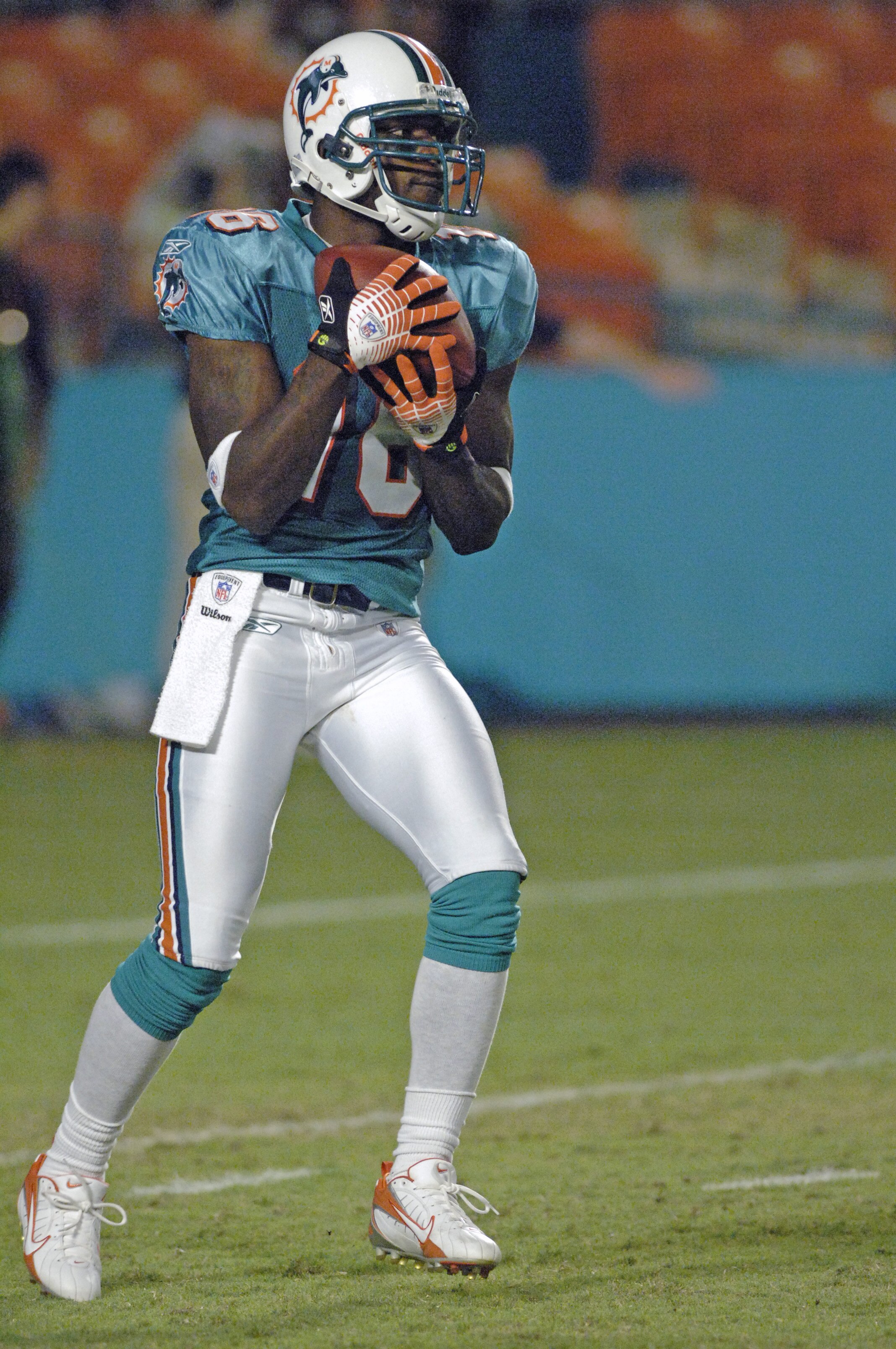 Miami Dolphins wide receiver Marcus Vick fields a kick against the St. Louis Rams August 31, 2006 at Pro Player Stadium in Miami Florida. The Dolphins won the week four pre-season game 29 - 9.  (Photo by Al Messerschmidt/Getty Images)