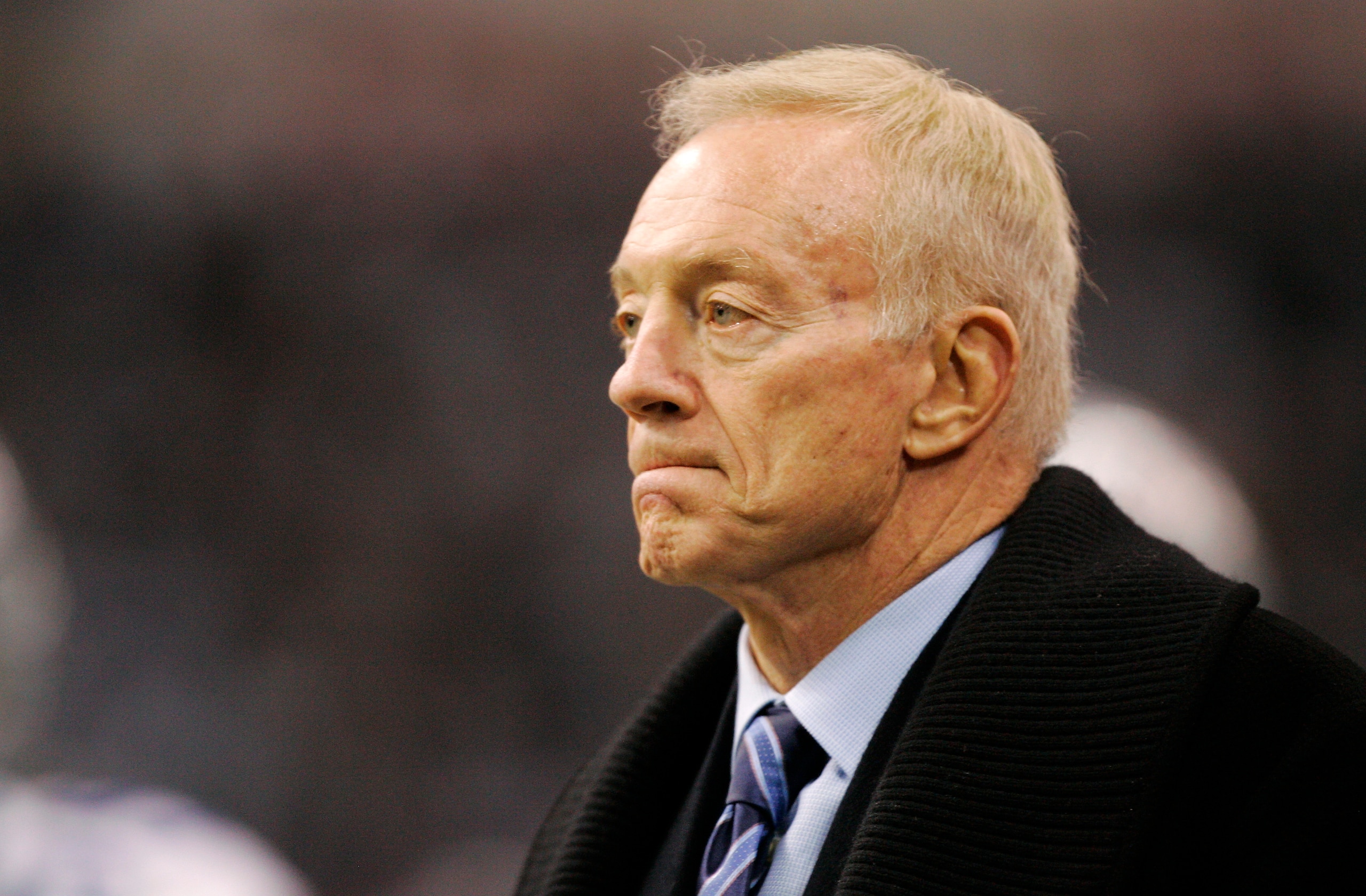 DALLAS - DECEMBER 16:  Owner Jerry Jones of the Dallas Cowboys watches his team fall to the Philadelphia Eagles in the fourth quarter at Texas Stadium December 16, 2007 in Dallas, Texas.  The Eagles won 10-6.  (Photo by Brian Bahr/Getty Images)