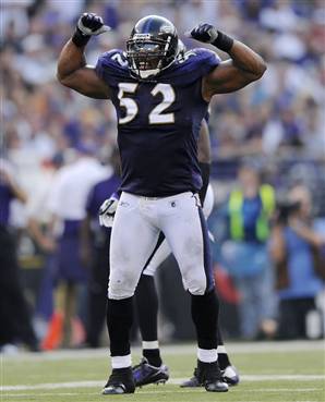 Ray Lewis getting amped up during a game.