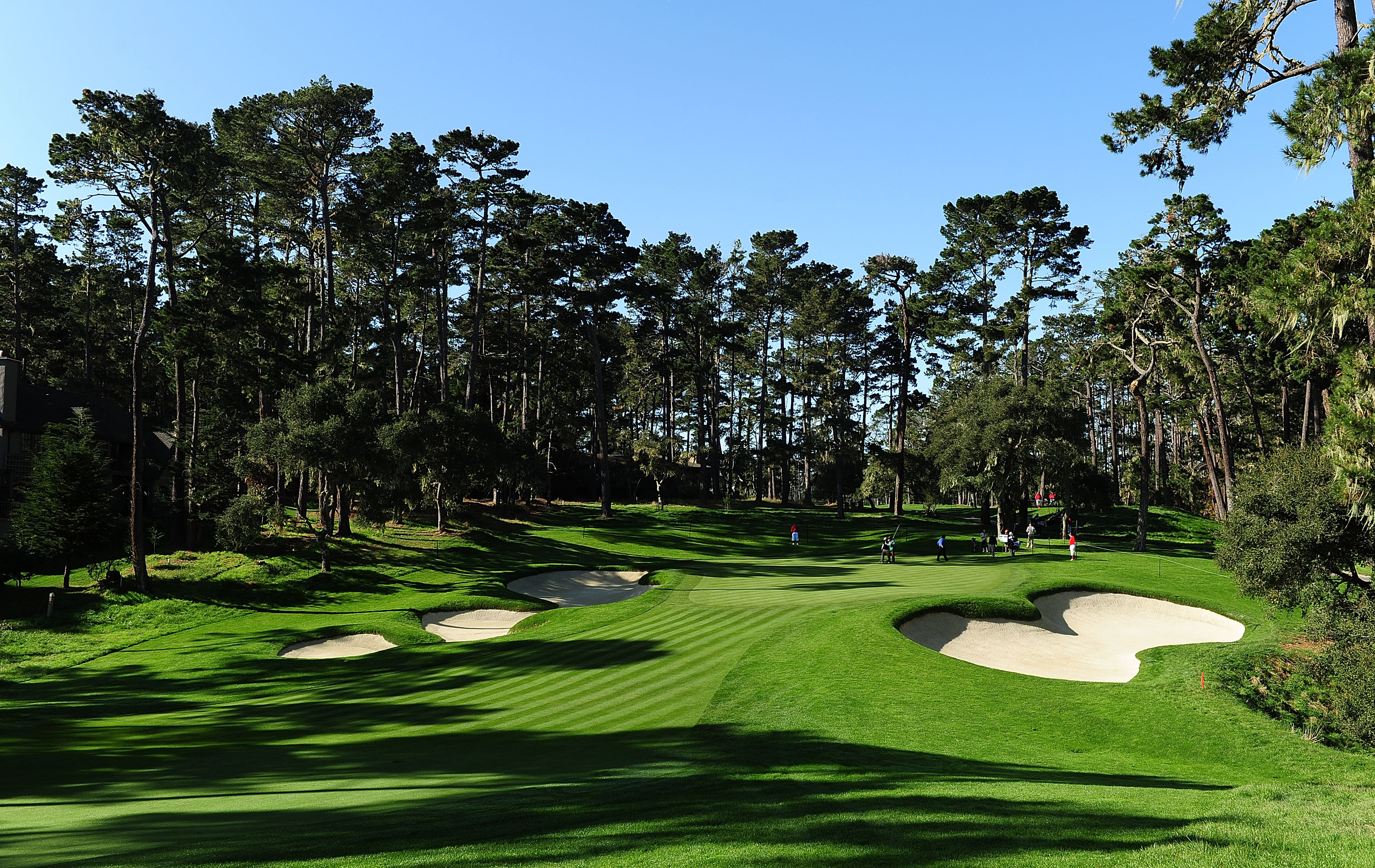 PEBBLE BEACH, CA - FEBRUARY 13:  A view on the 16th hole during round three of the AT&T Pebble Beach National Pro-Am at Spyglass Hill Golf Course on February 13, 2010 in Pebble Beach, California.  (Photo by Stuart Franklin/Getty Images)