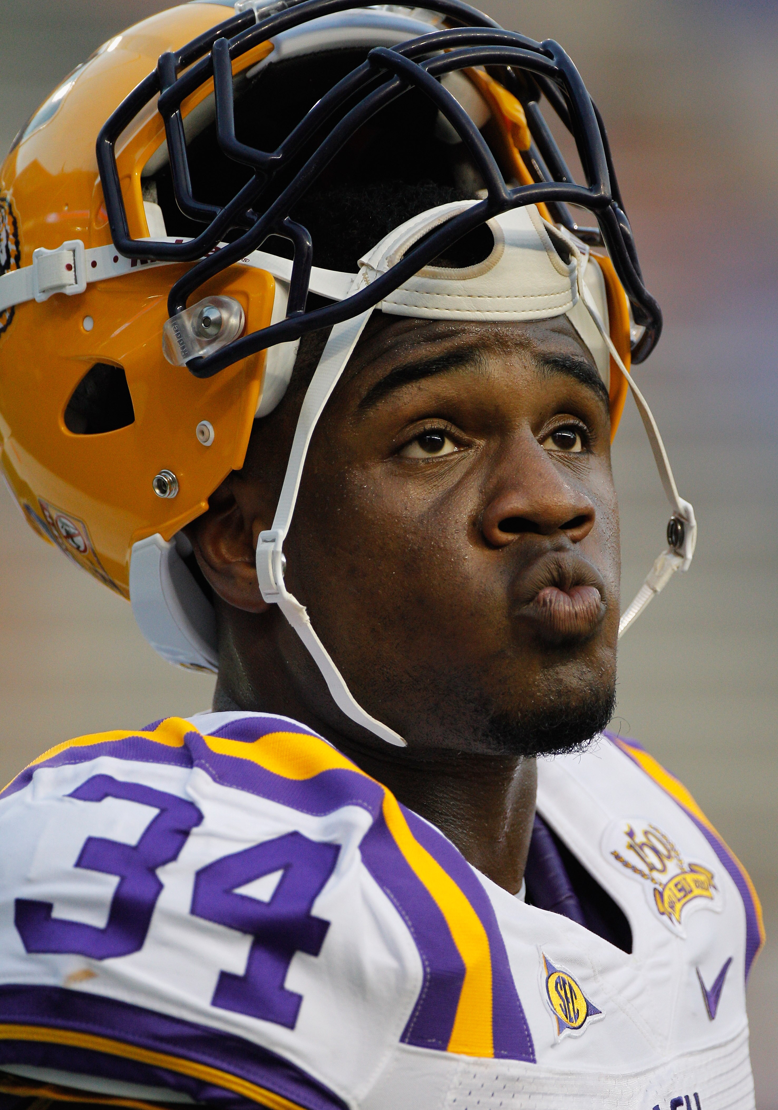 GAINESVILLE, FL - OCTOBER 09:  Stevan Ridley #34 of the Louisiana State University Tigers waits for the start of the game against the Florida Gators at Ben Hill Griffin Stadium on October 9, 2010 in Gainesville, Florida.  (Photo by Sam Greenwood/Getty Ima