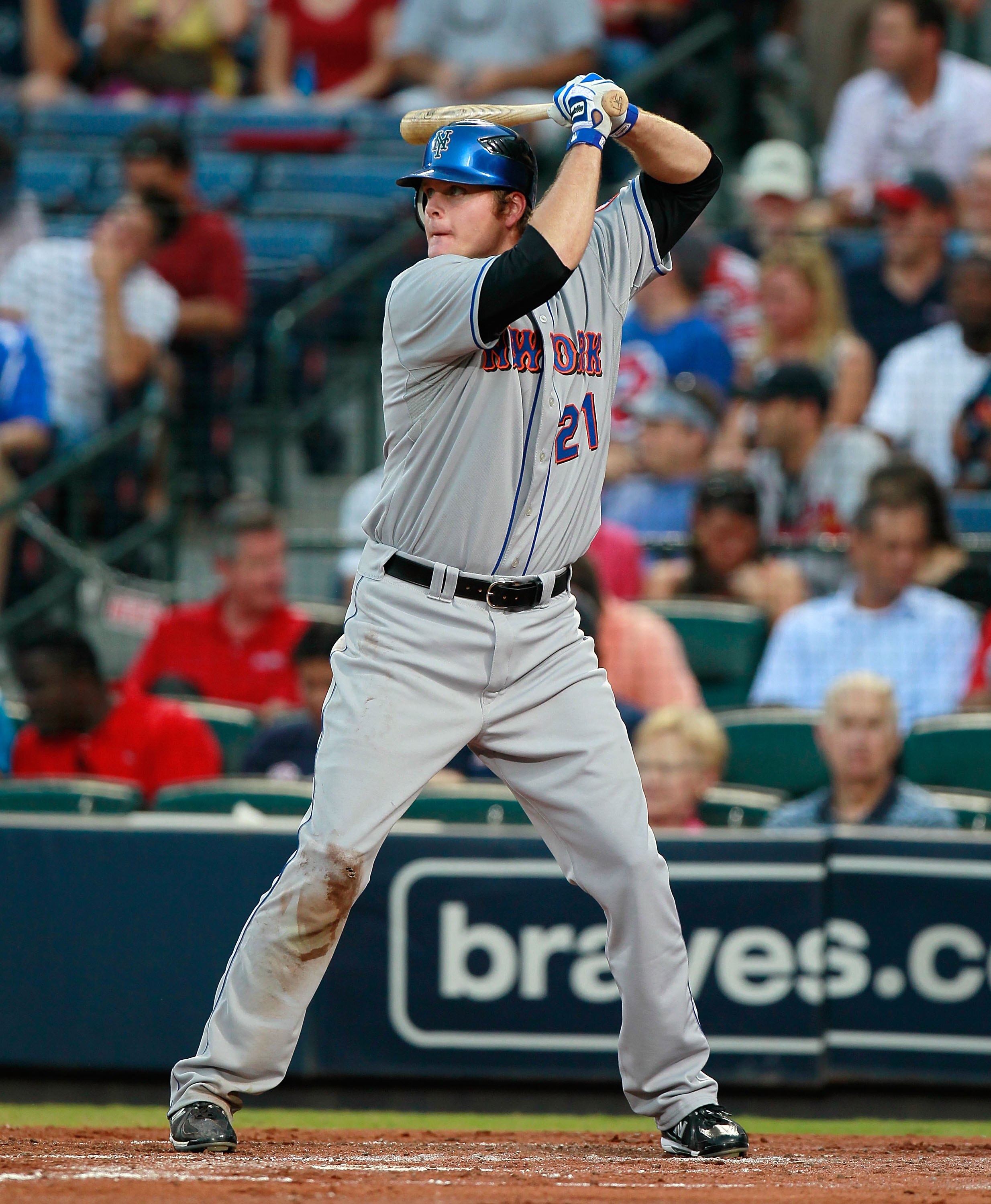 ATLANTA - SEPTEMBER 01:  Lucas Duda #21 of the New York Mets against the Atlanta Braves at Turner Field on September 1, 2010 in Atlanta, Georgia.  (Photo by Kevin C. Cox/Getty Images)