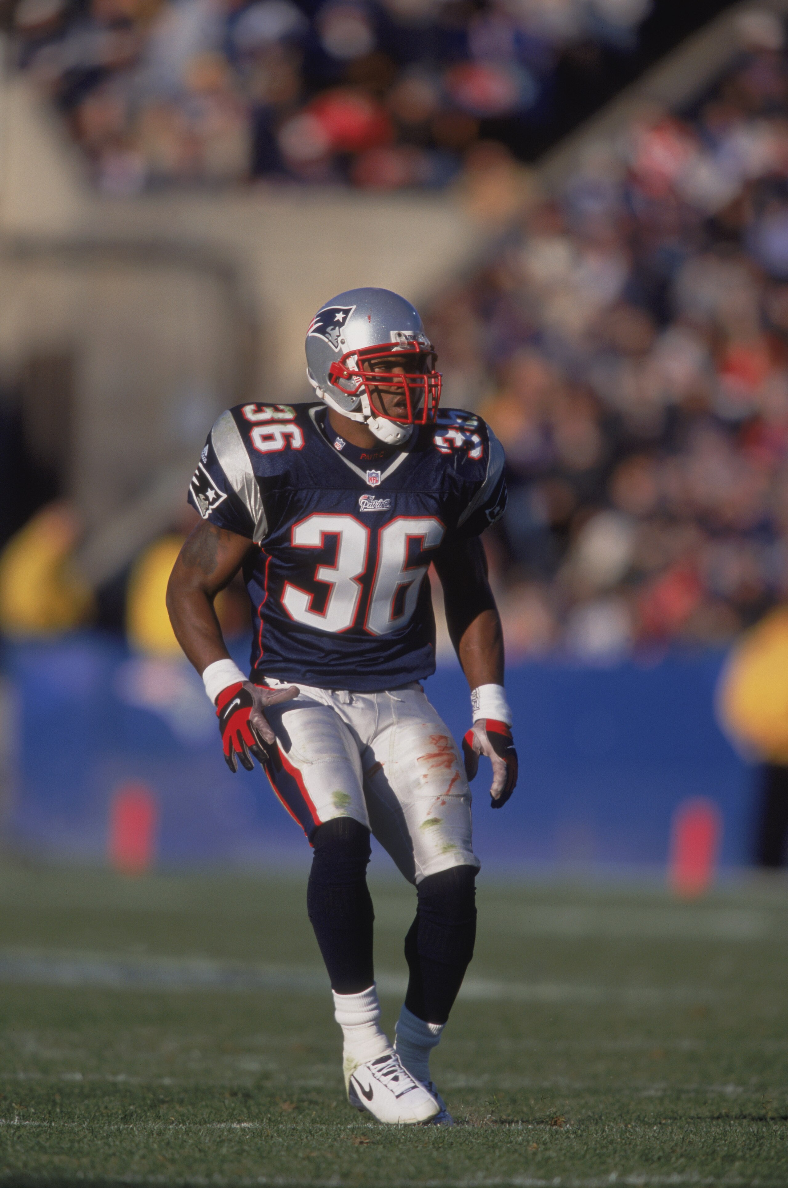 11 Nov 2001:  Short Saftey Lawyer Milloy #36 of the New England Patriots watching the play during the game against the Buffalo Bills at the Foxboro Stadium in Foxboro, Massachusetts. The Patriots defeated the Bills 21-11.Mandatory Credit: Jamie Squire /Al