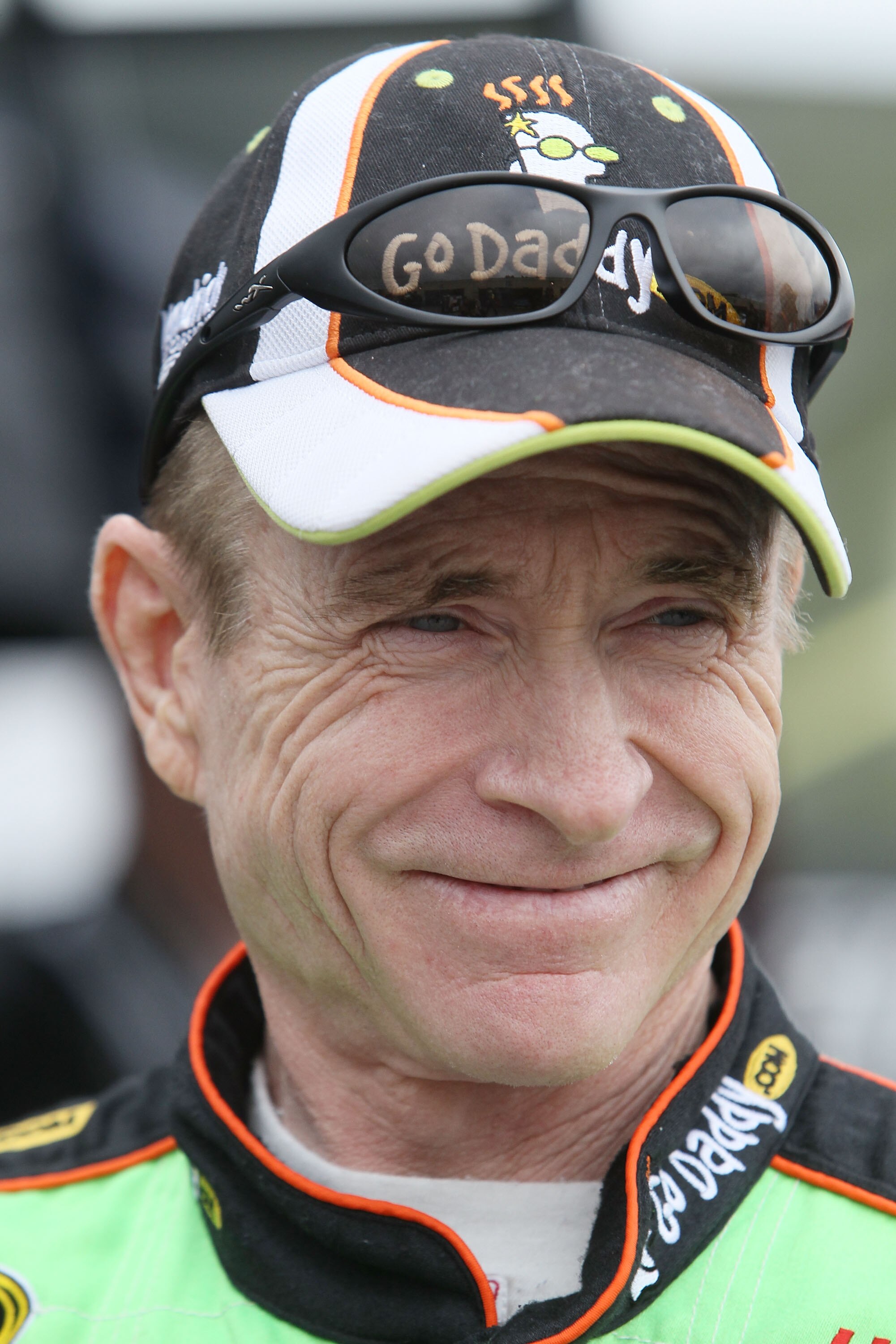 LOUDON, NH - SEPTEMBER 17:  Mark Martin, driver of the #5 GoDaddy.com Chevrolet, walks to his car during practice for the NASCAR Sprint Cup Series Sylvania 300 at New Hampshire Motor Speedway on September 17, 2010 in Loudon, New Hampshire.  (Photo by Elsa