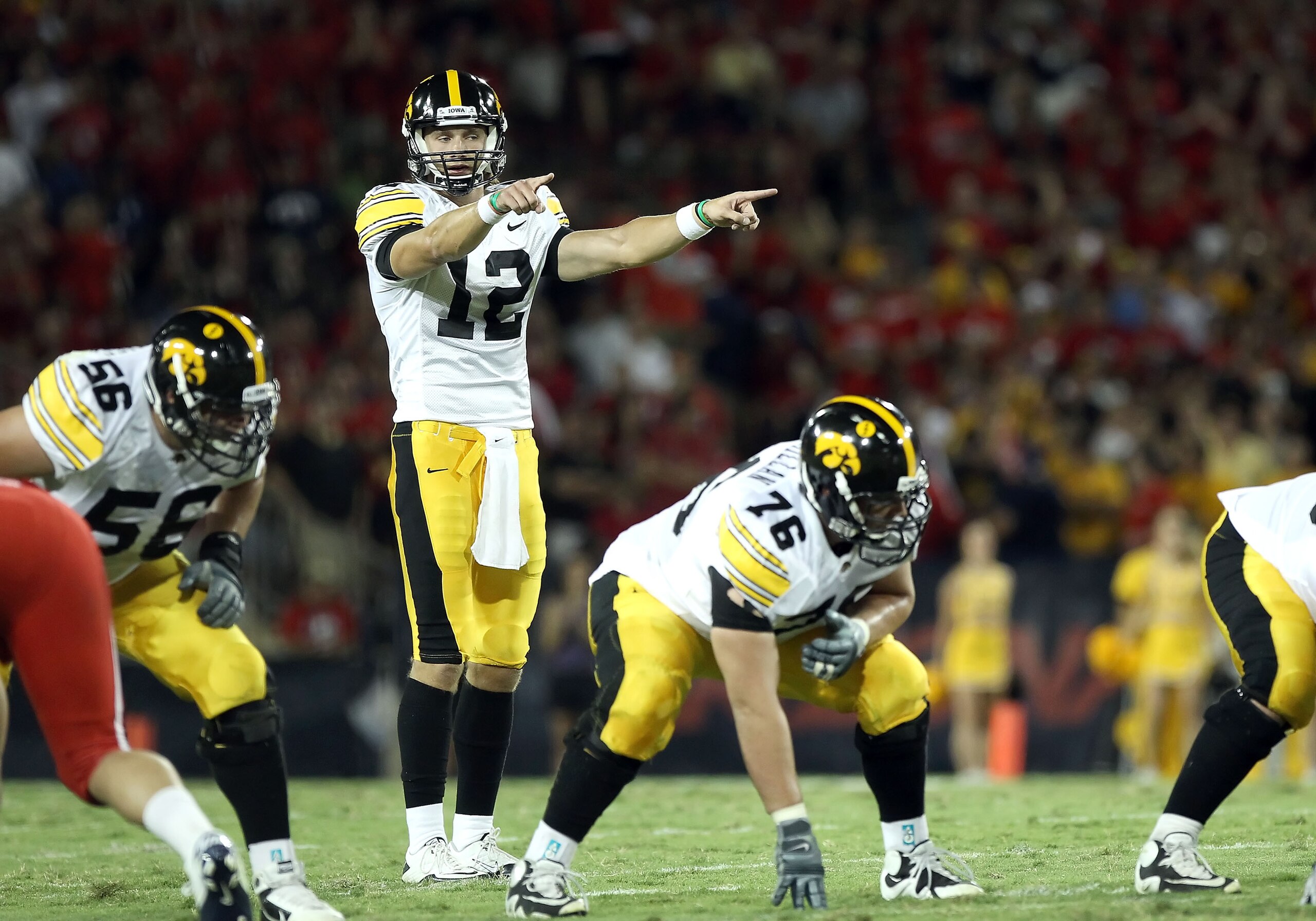 TUCSON, AZ - SEPTEMBER 18:  Quarterback Ricky Stanzi #12 of the Iowa Hawkeyes in action during the college football game against the Arizona Wildcats at Arizona Stadium on September 18, 2010 in Tucson, Arizona.  The Wildcats defeated the Hawkeyes 34-27.  