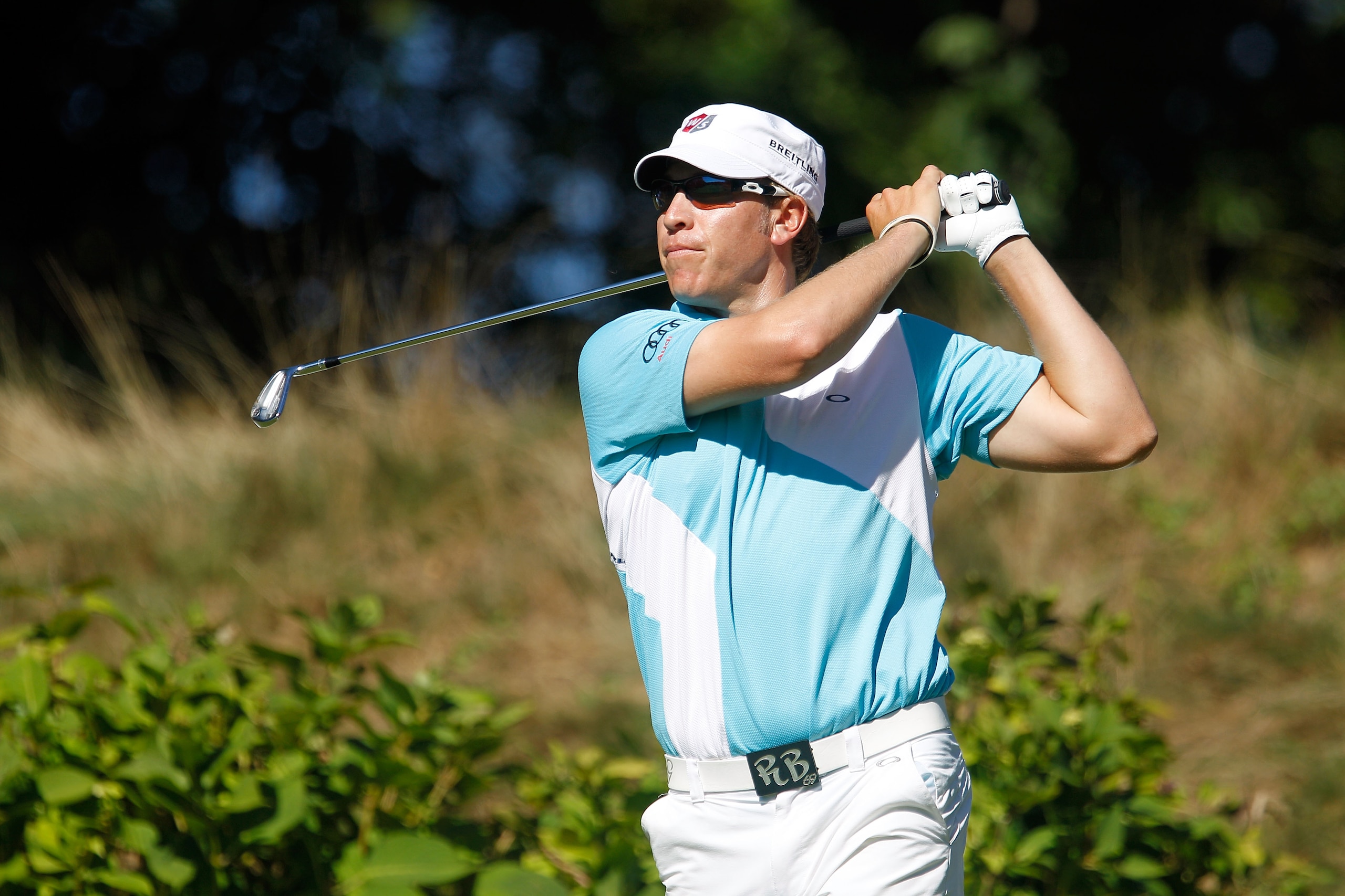 PARAMUS, NJ - AUGUST 27:  Ricky Barnes watches his tee shot on the eighth hole during the second round of The Barclays at the Ridgewood Country Club on August 27, 2010 in Paramus, New Jersey.  (Photo by Scott Halleran/Getty Images)