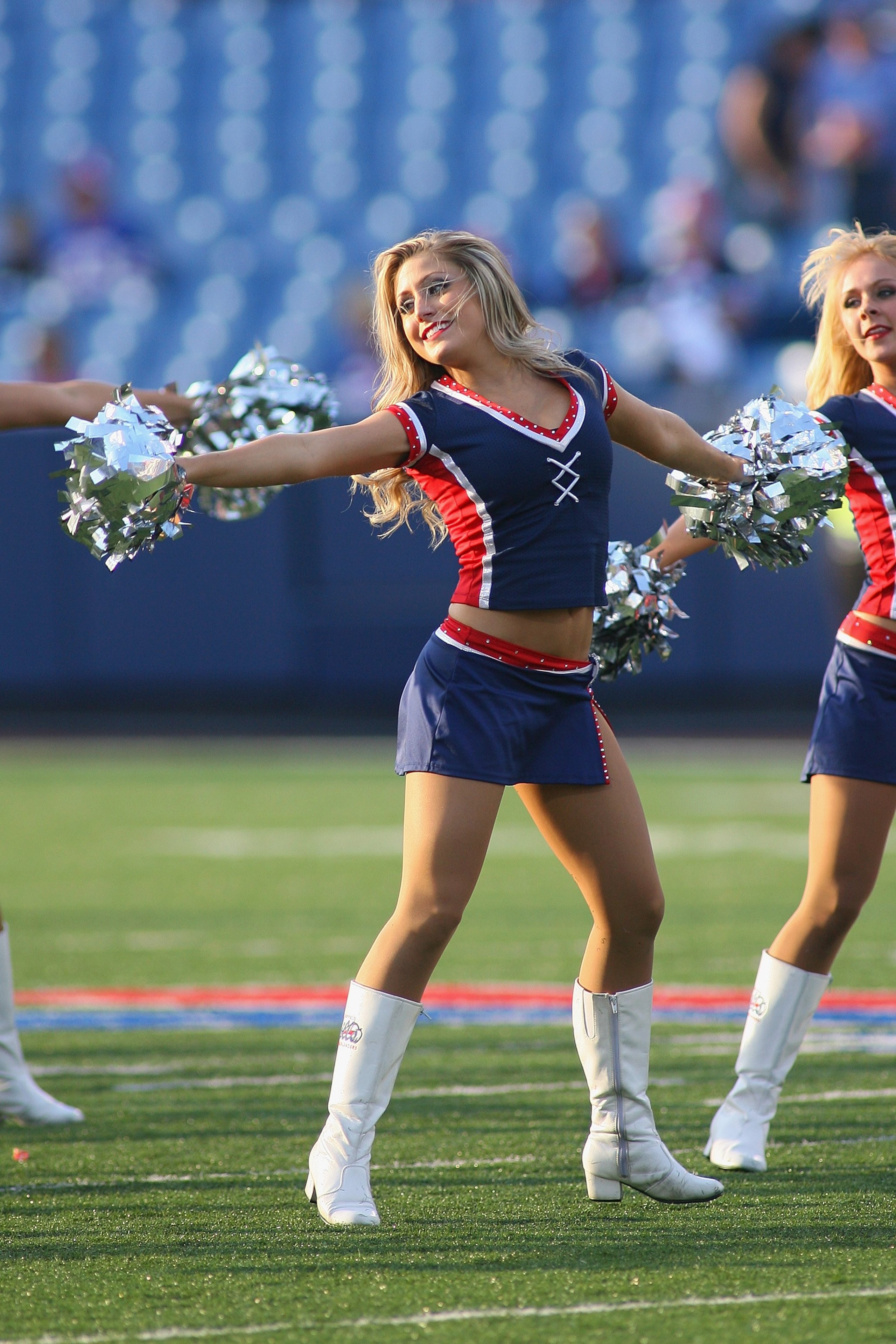 ORCHARD PARK, NY - SEPTEMBER 3:  A Buffalo Bills cheerleader performs during the preseason game against the Detroit Lions at Ralph Wilson Stadium on September 3, 2009 in Orchard Park, New York. (Photo by Rick Stewart/Getty Images)