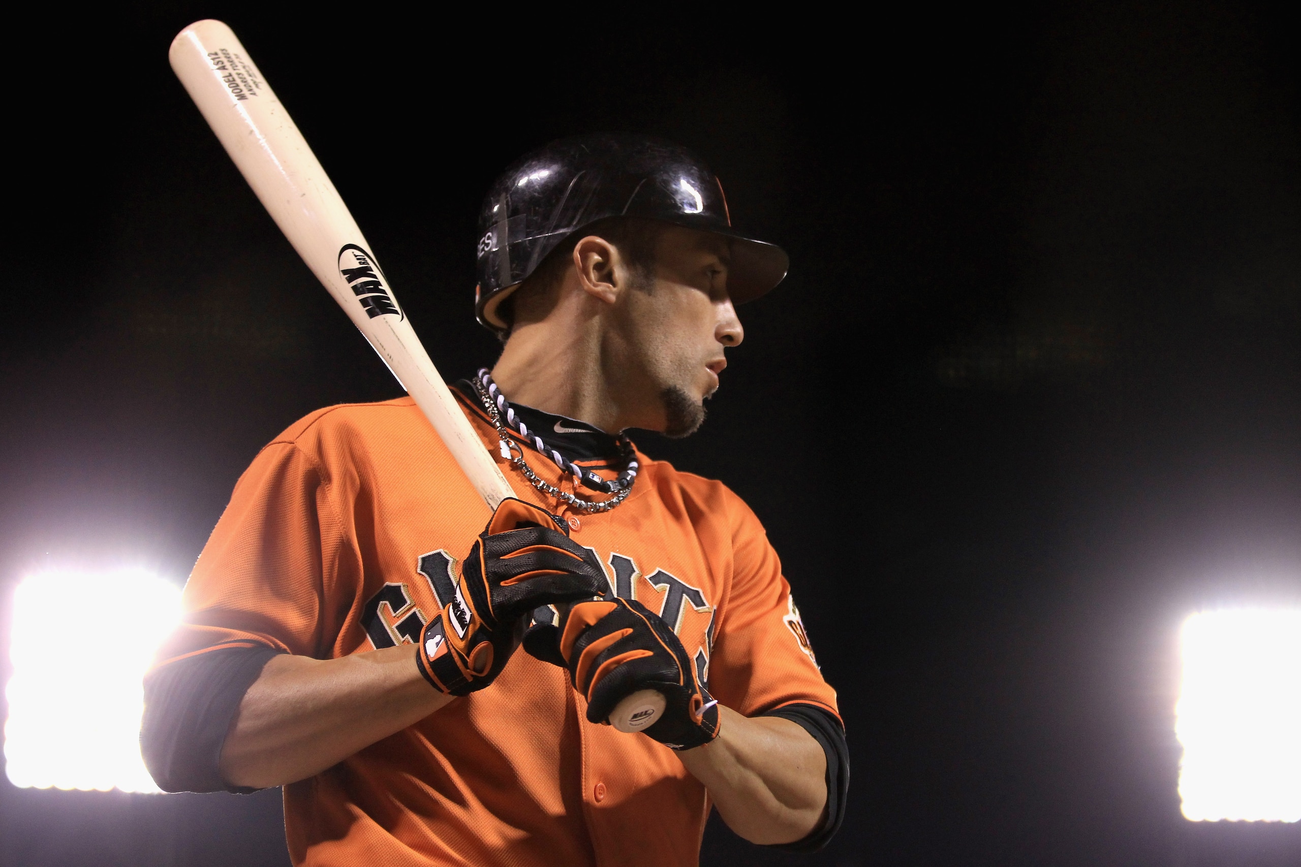 SAN FRANCISCO - OCTOBER 08:  Andres Torres #56 of the San Francisco Giants stands on the on deck circle during their game against the Atlanta Braves in game 2 of the NLDS at AT&T Park on October 8, 2010 in San Francisco, California.  (Photo by Ezra Shaw/G
