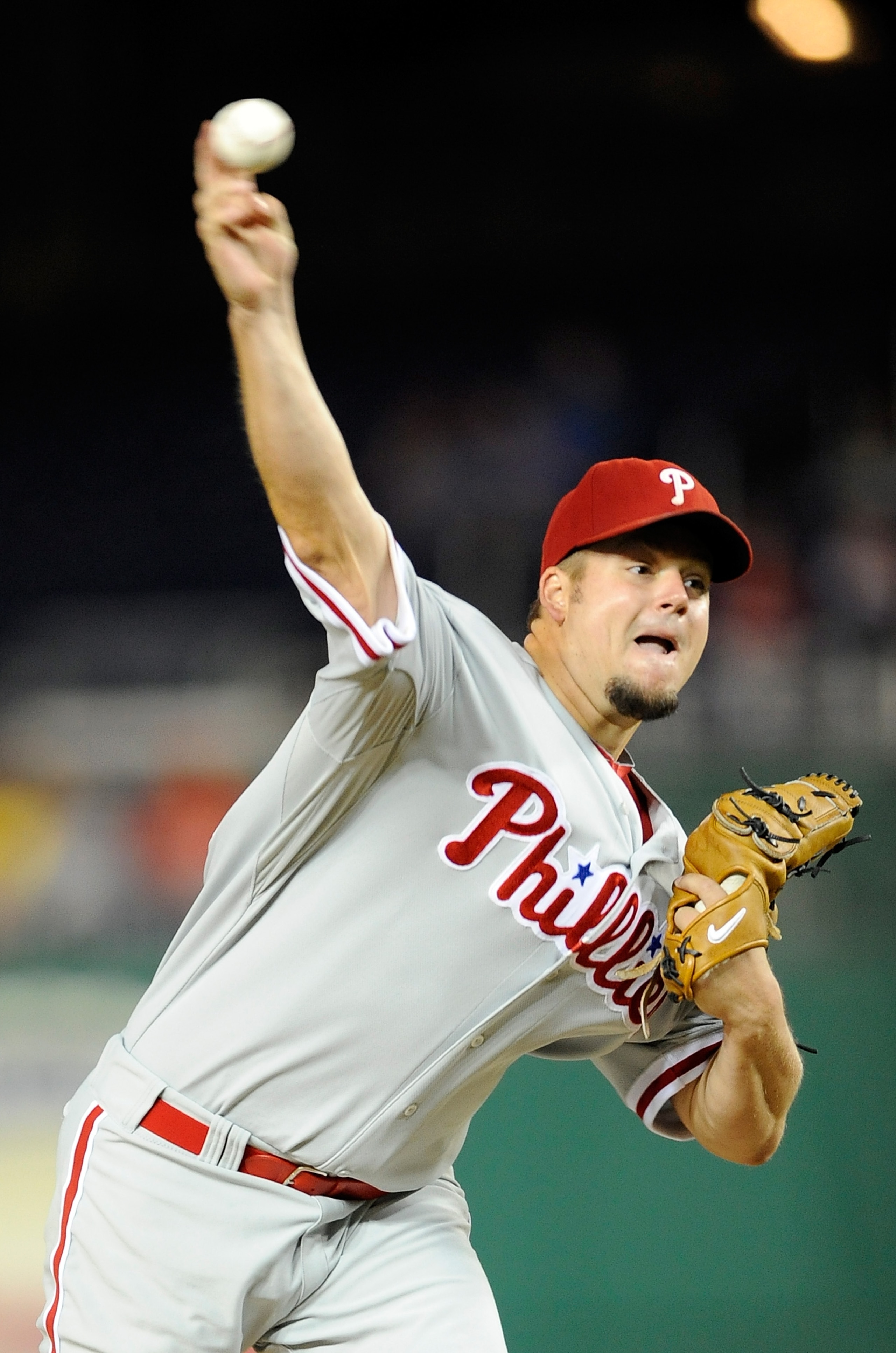 WASHINGTON - SEPTEMBER 29: Joe Blanton #56 of the Philadelphia Phillies pitches against the Washington Nationals at Nationals Park on September 29, 2010 in Washington, DC. (Photo by Greg Fiume/Getty Images) WASHINGTON - SEPTEMBER 29: Joe Blanton #56 of the Philadelphia Phillies pitches against the Washington Nationals at Nationals Park on September 29, 2010 in Washington, DC. (Photo by Greg Fiume/Getty Images)