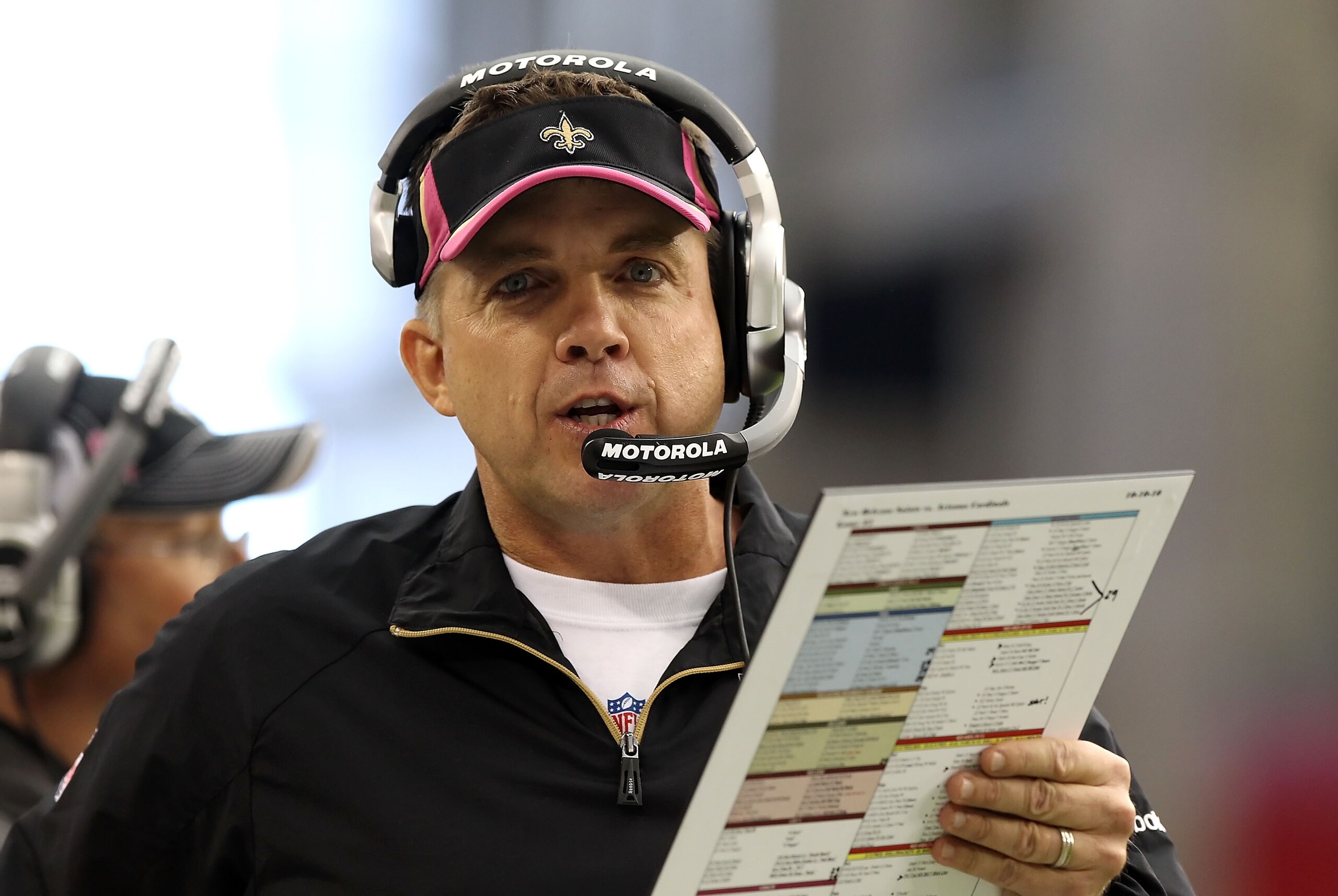 GLENDALE, AZ - OCTOBER 10:  Head coach Sean Payton of the New Orleans Saints walks the sidelines during the NFL game against the Arizona Cardinals at the University of Phoenix Stadium on October 10, 2010 in Glendale, Arizona. The Cardinals defeated the Sa