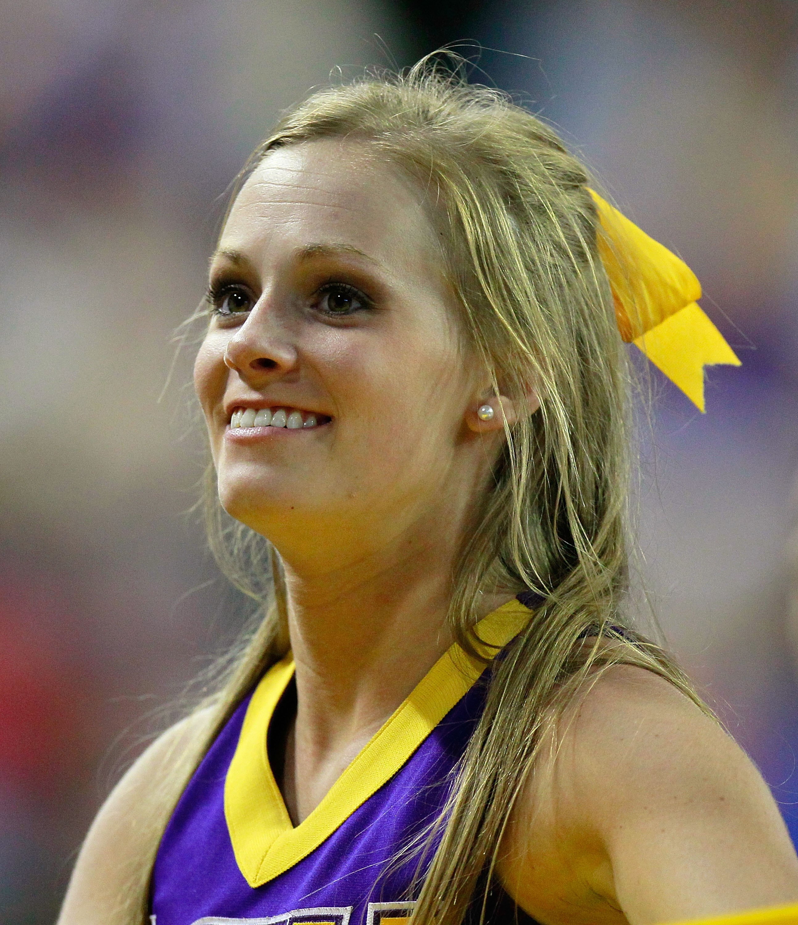 ATLANTA - SEPTEMBER 04:  A cheerleader for the LSU Tigers against the North Carolina Tar Heels during the Chick-fil-A Kickoff Game at Georgia Dome on September 4, 2010 in Atlanta, Georgia.  (Photo by Kevin C. Cox/Getty Images)