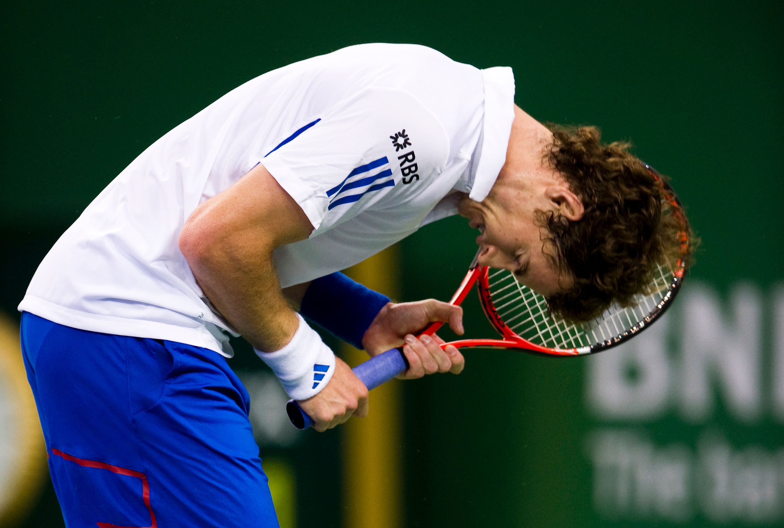 SHANGHAI, CHINA - OCTOBER 14:  Andy Murray of Great Britain reacts during his match against Jeremy Chardy of France during day four of the 2010 Shanghai Rolex Masters at the Shanghai Qi Zhong Tennis Center on October 14, 2010 in Shanghai, China.  (Photo b