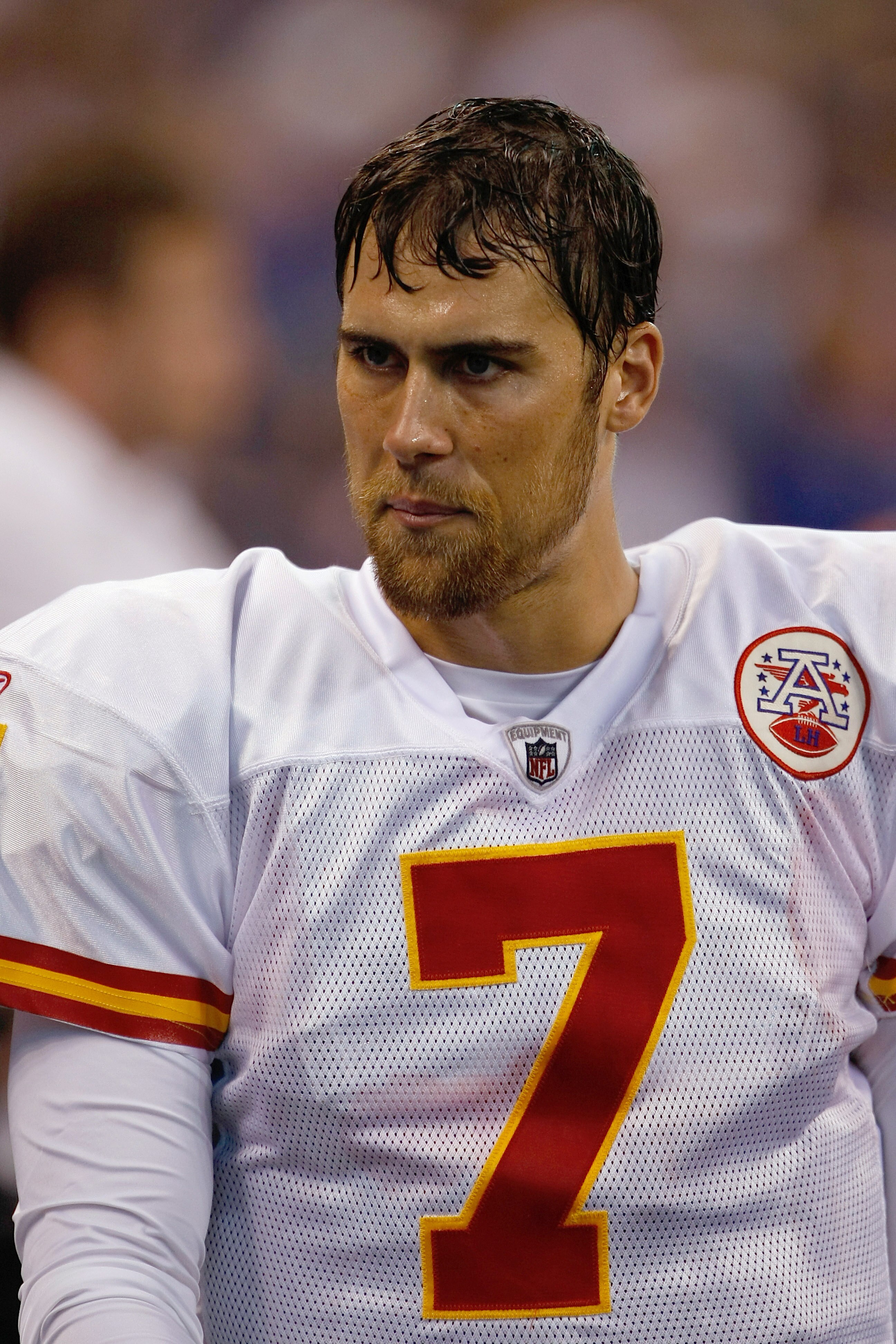 INDIANAPOLIS, IN - OCTOBER 10: Matt Cassel #7 of the Kansas City Chiefs looks on against the Indianapolis Colts at Lucas Oil Stadium on October 10, 2010 in Indianapolis, Indiana.  (Photo by Scott Boehm/Getty Images)