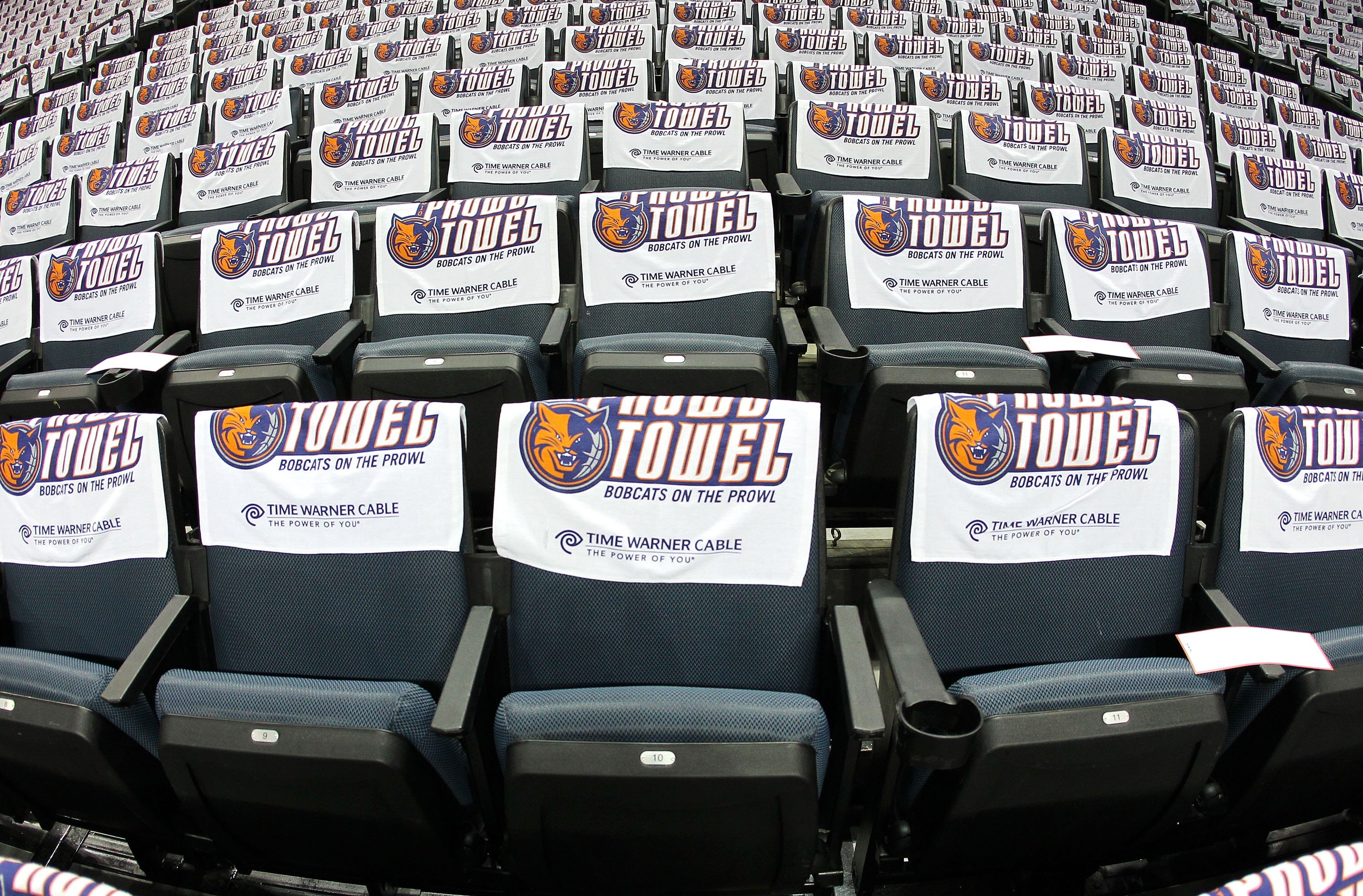 CHARLOTTE - APRIL 24:  Picture of seats with rally towels before Game Three of the Eastern Conference Quarterfinals between the Orlando Magic and the Charlotte Bobcats during the 2010 NBA Playoffs at Time Warner Cable Arena on April 24, 2010 in Charlotte,