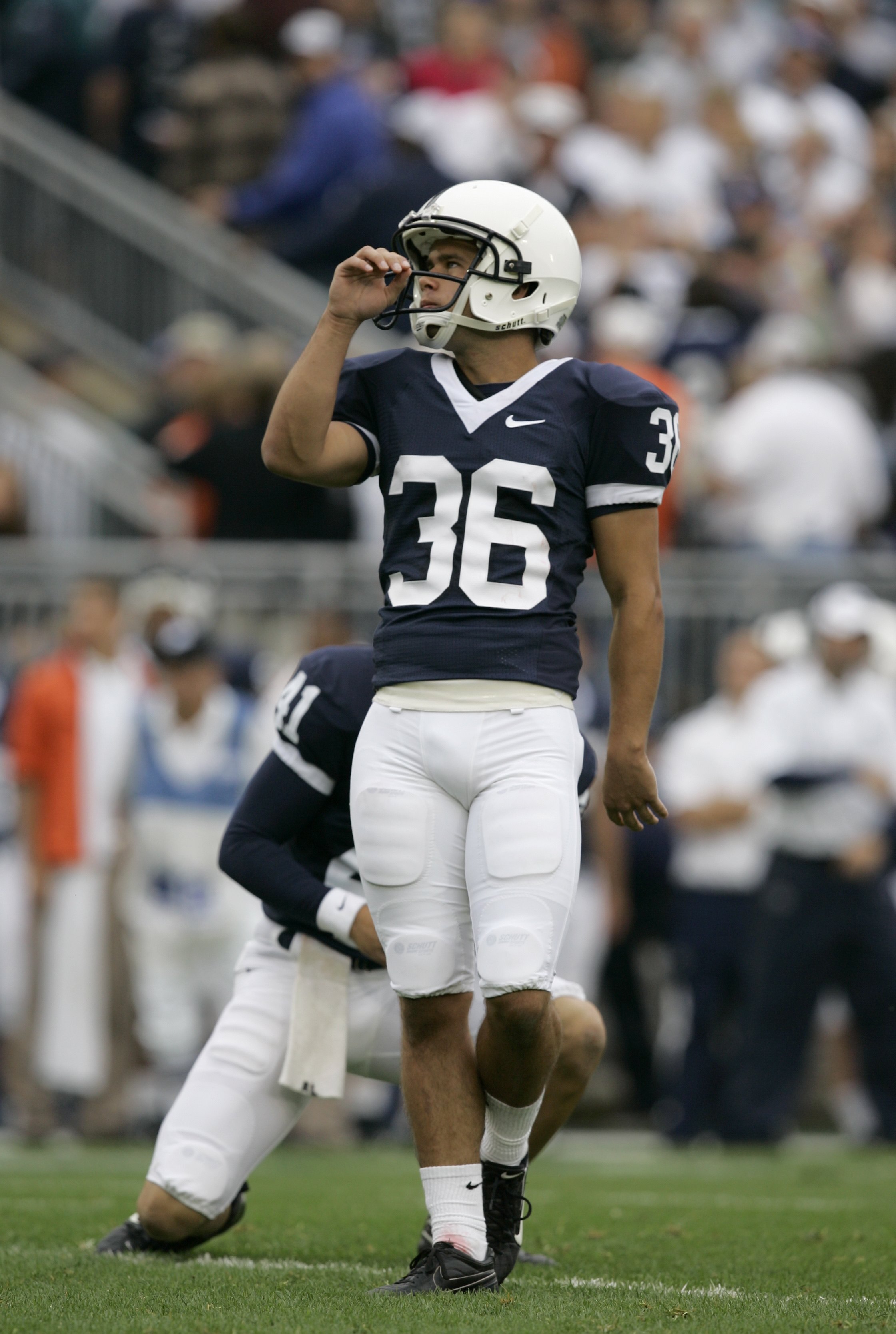 STATE COLLEGE, PA - SEPTEMBER 12: Place kicker Collin Wagner #36 of the Penn State Nittany Lions watches a point after touchdown against the Syracuse Orangemen at Beaver Stadium  September 12, 2009 in State College, Pennsylvania. (Photo by Chris Gardner/G