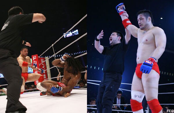 Ikuhisa Minowa knocks out Sokoudjou after a dreadfully boring third round.