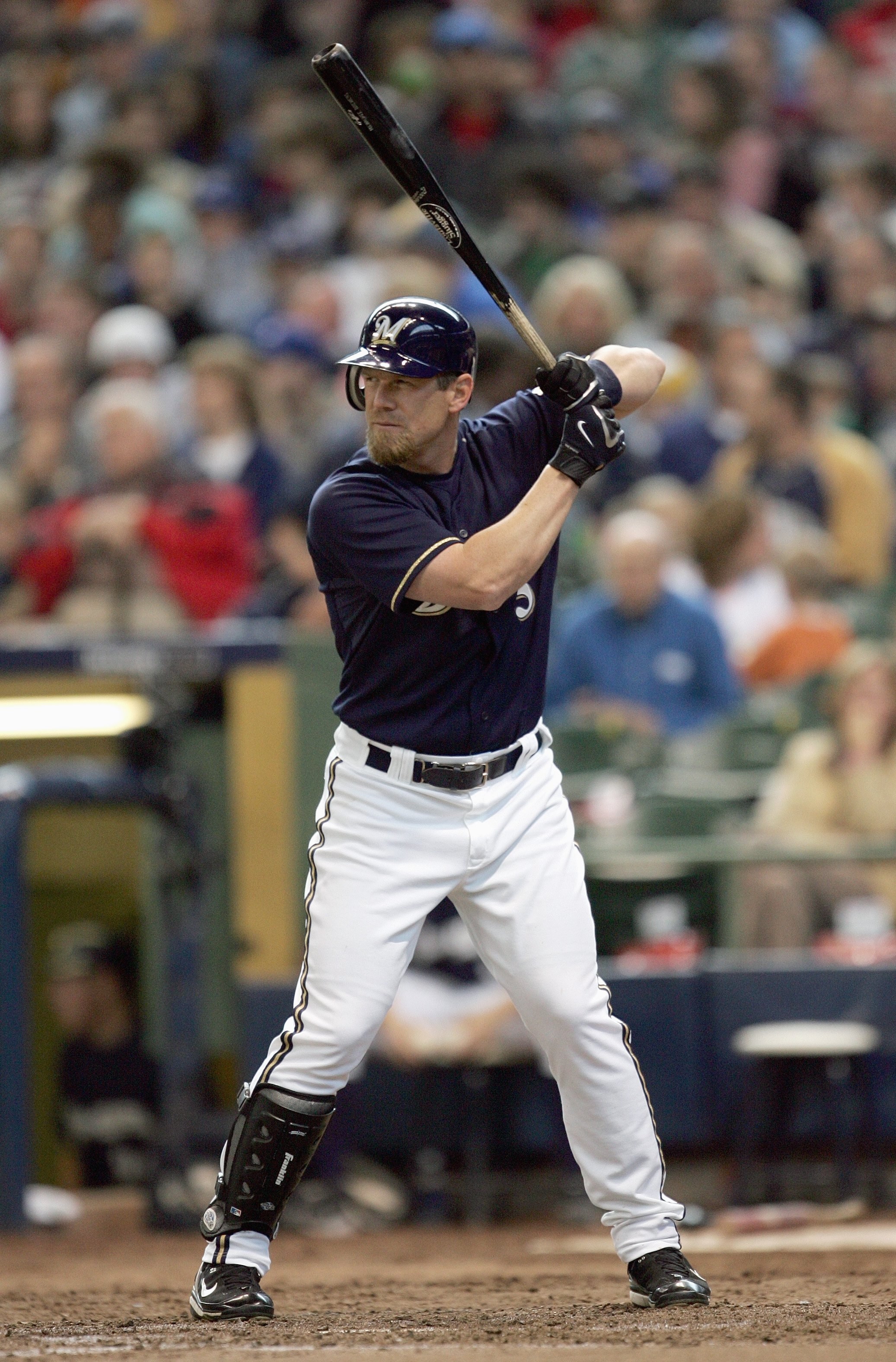 MILWAUKEE - MAY 20: Geoff Jenkins  #5 of the Milwaukee Brewers stands ready at bat against the Minnesota Twins on May 20, 2007 at Miller Park in Milwaukee, Wisconsin. The Brewers defeated the Twins 6-5. (Photo by Jonathan Daniel/Getty Images)