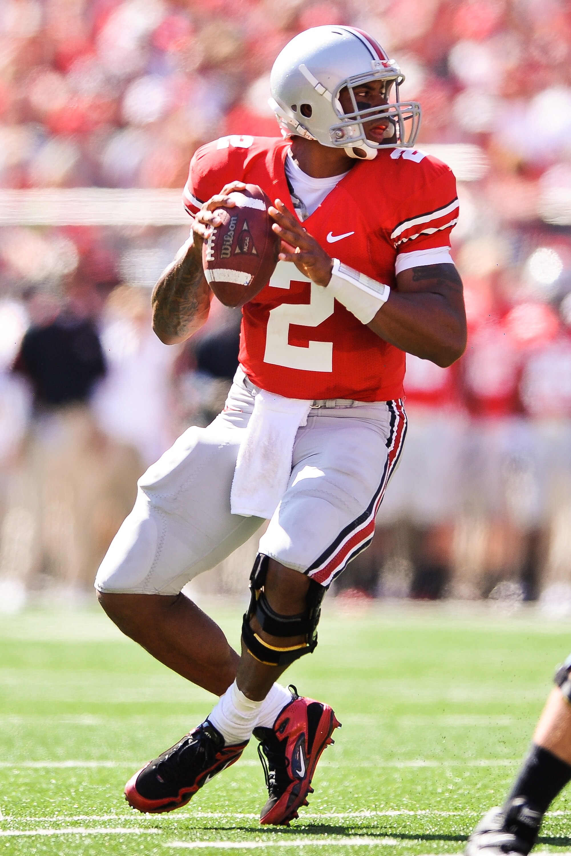 COLUMBUS, OH - OCTOBER 9:  Quarterback Terrelle Pryor #2 of the Ohio State Buckeyes drops back to pass against the Indiana Hoosiers at Ohio Stadium on October 9, 2010 in Columbus, Ohio.  (Photo by Jamie Sabau/Getty Images)