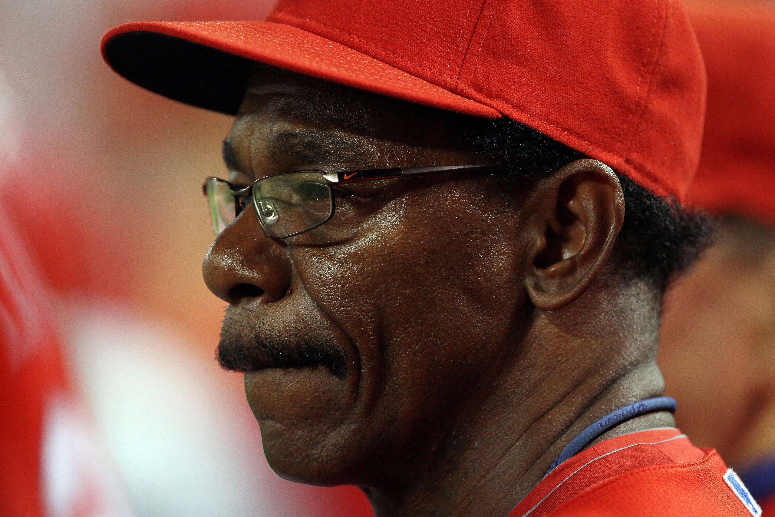 ARLINGTON, TX - OCTOBER 15:  Manager Ron Washington of the Texas Rangers looks on from the dugout in the top of the eighth inning against the New York Yankees in Game One of the ALCS during the 2010 MLB Playoffs at Rangers Ballpark in Arlington on October