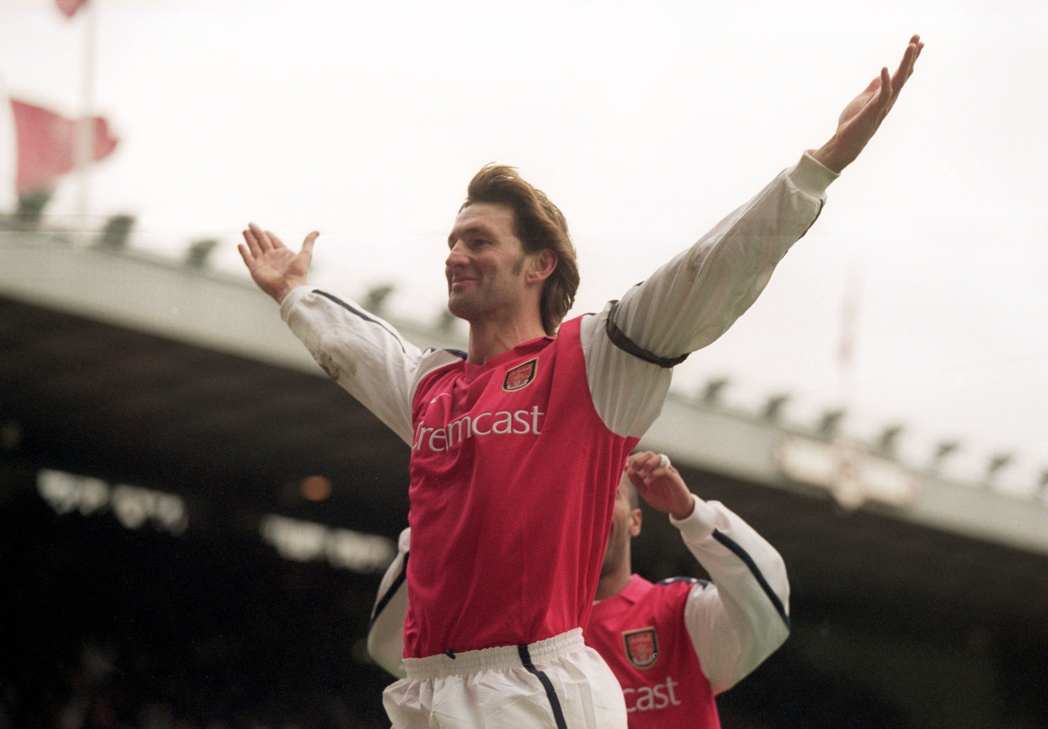 26 Dec 2000:  Tony Adams celebrates his goal for Arsenal during the FA Carling Premier League match against Leicester City played at Highbury in London. Arsenal won the game 6-1. \ Mandatory Credit: Mike Hewitt /Allsport