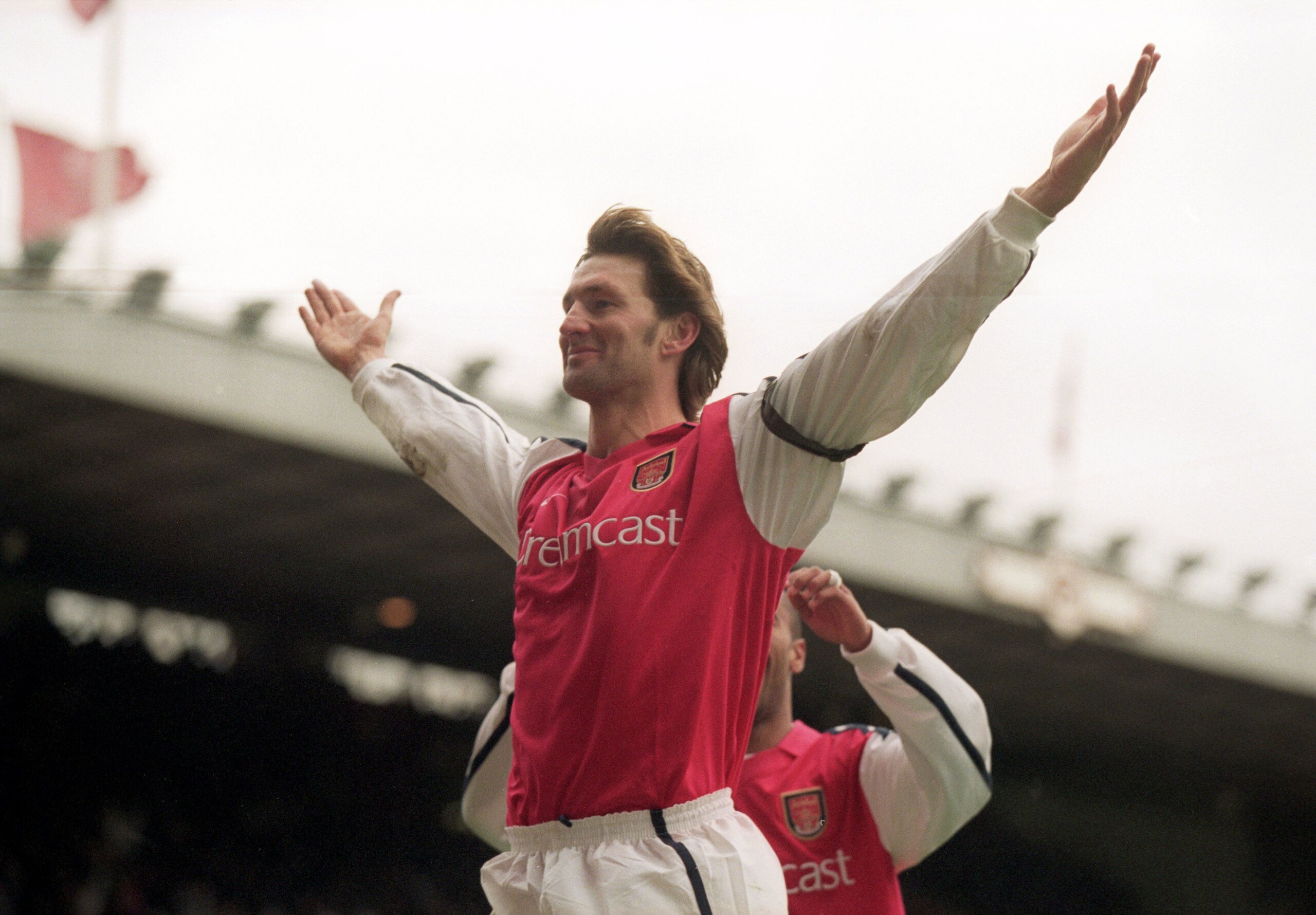 26 Dec 2000:  Tony Adams celebrates his goal for Arsenal during the FA Carling Premier League match against Leicester City played at Highbury in London. Arsenal won the game 6-1. \ Mandatory Credit: Mike Hewitt /Allsport