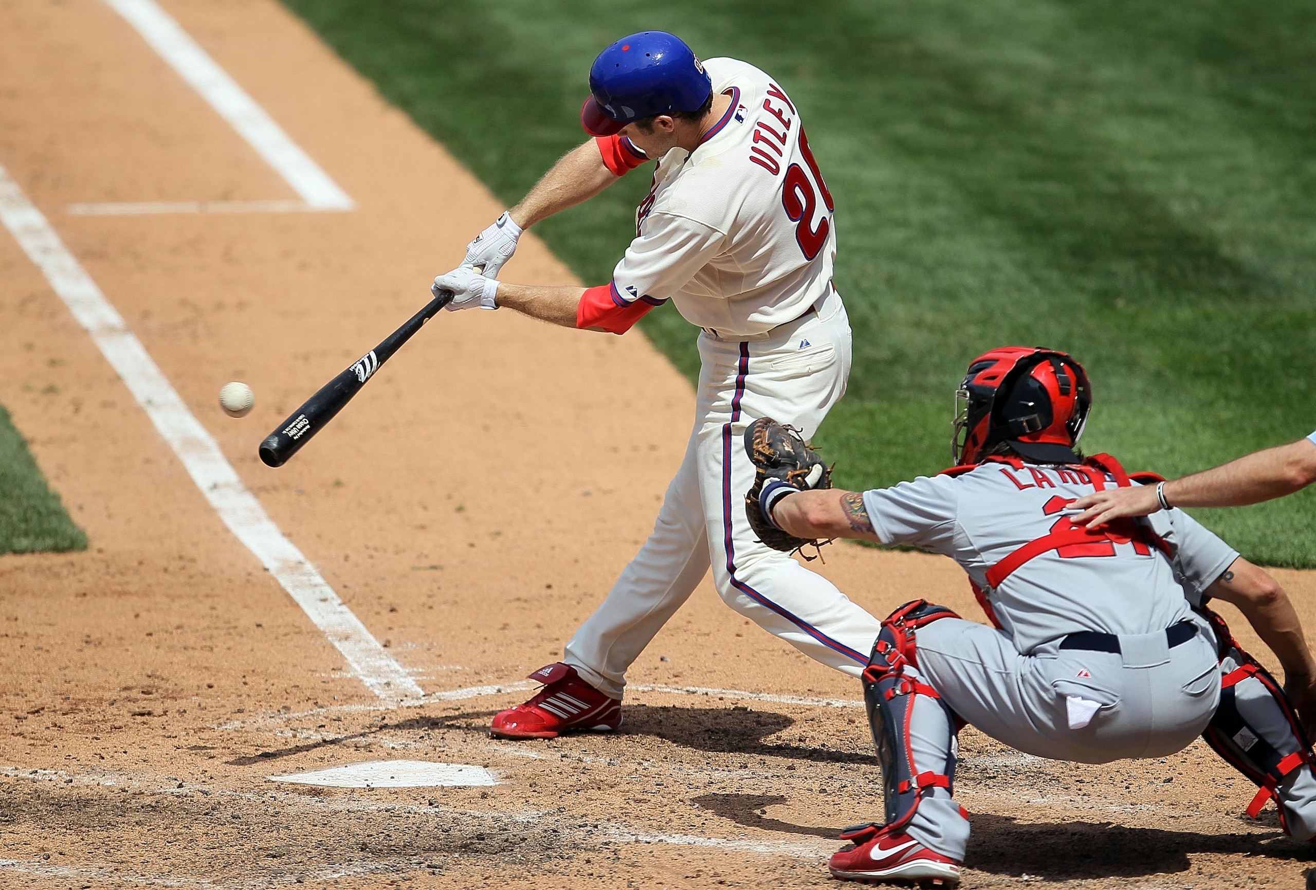 PHILADELPHIA - MAY 06:  Chase Utley #26 of the Philadelphia Phillies bats against the St. Louis Cardinals at Citizens Bank Park on May 6, 2010 in Philadelphia, Pennsylvania. The Phillies defeated the Cardinals 7-2.  (Photo by Jim McIsaac/Getty Images)