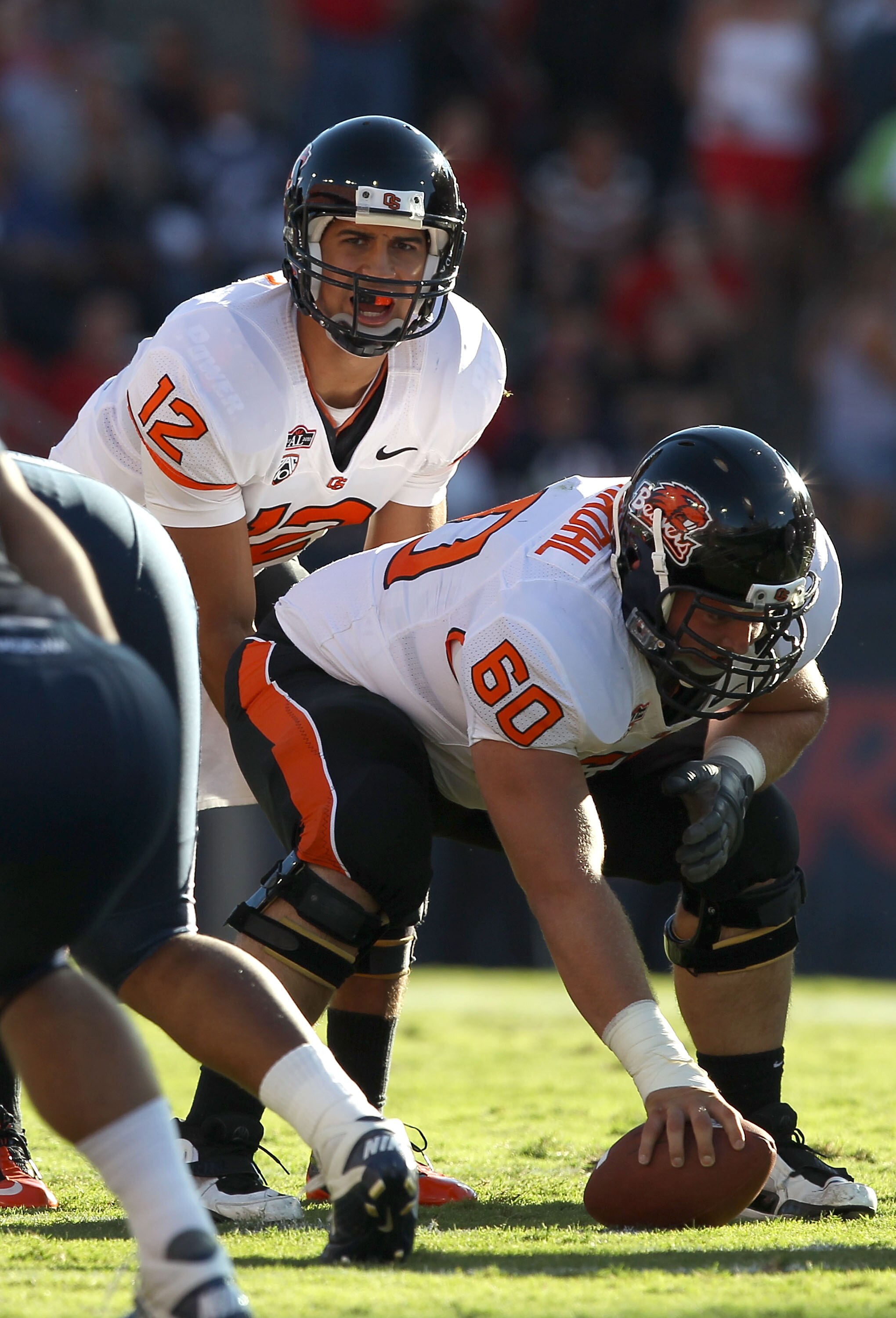 TUCSON, AZ - OCTOBER 09:  Quarterback Ryan Katz #12 of the Oregon State Beavers prepares to snap the ball during the college football game against the Arizona Wildcats at Arizona Stadium on October 9, 2010 in Tucson, Arizona.  The Beavers defeated the Wil