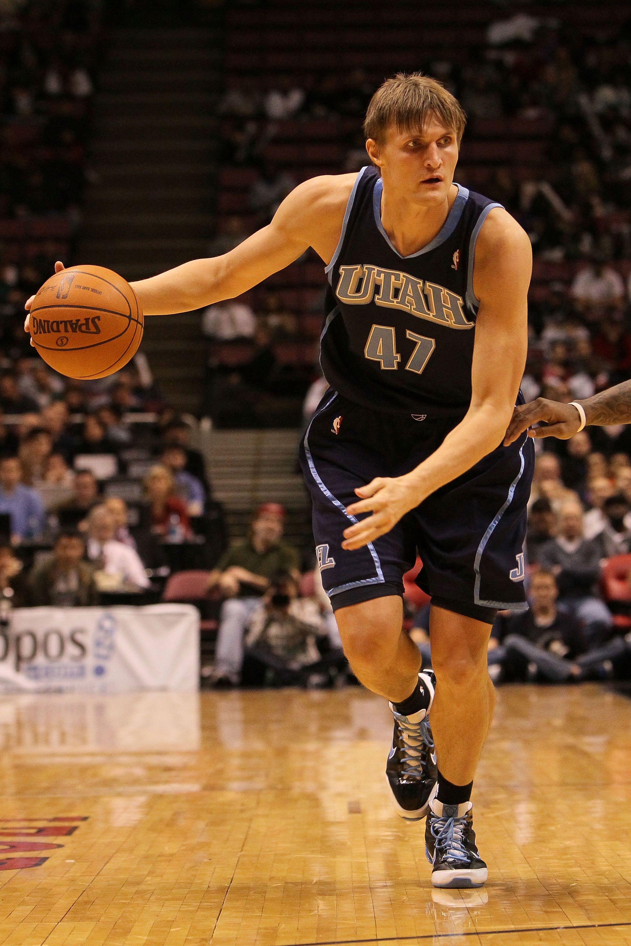EAST RUTHERFORD, NJ - DECEMBER 16: Andrei Kirilenko #47 of The Utah Jazz in action against the New Jersey Nets during their game on December 16th, 2009 at The Izod Center in East Rutherford, New Jersey. NOTE TO USER: User expressly acknowledges and agr EAST RUTHERFORD, NJ - DECEMBER 16: Andrei Kirilenko #47 of The Utah Jazz in action against the New Jersey Nets during their game on December 16th, 2009 at The Izod Center in East Rutherford, New Jersey. NOTE TO USER: User expressly acknowledges and agr