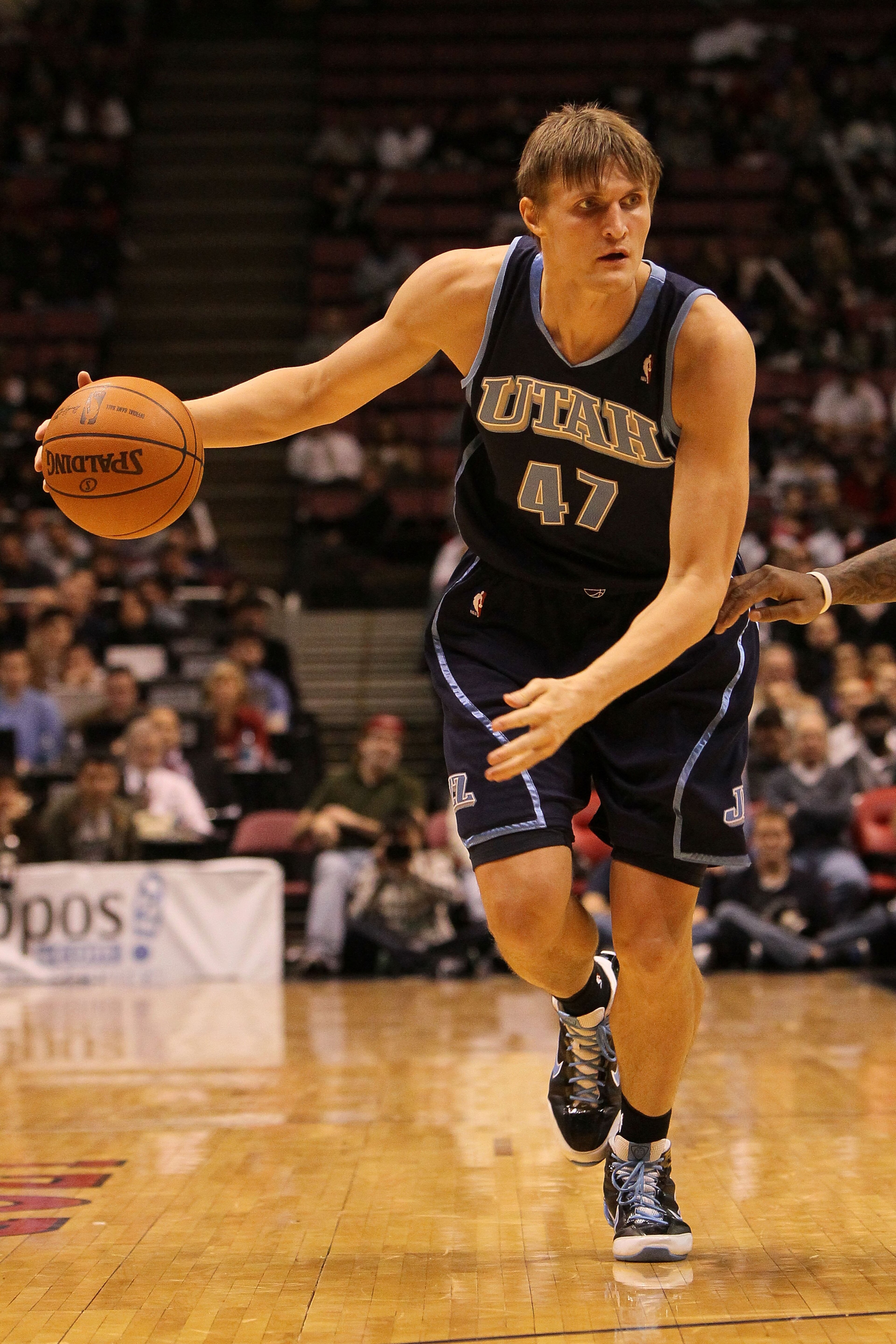 EAST RUTHERFORD, NJ - DECEMBER 16:  Andrei Kirilenko #47  of The Utah Jazz in action against the New Jersey Nets during their game on December 16th, 2009 at The Izod Center in East Rutherford, New Jersey.  NOTE TO USER: User expressly acknowledges and agr