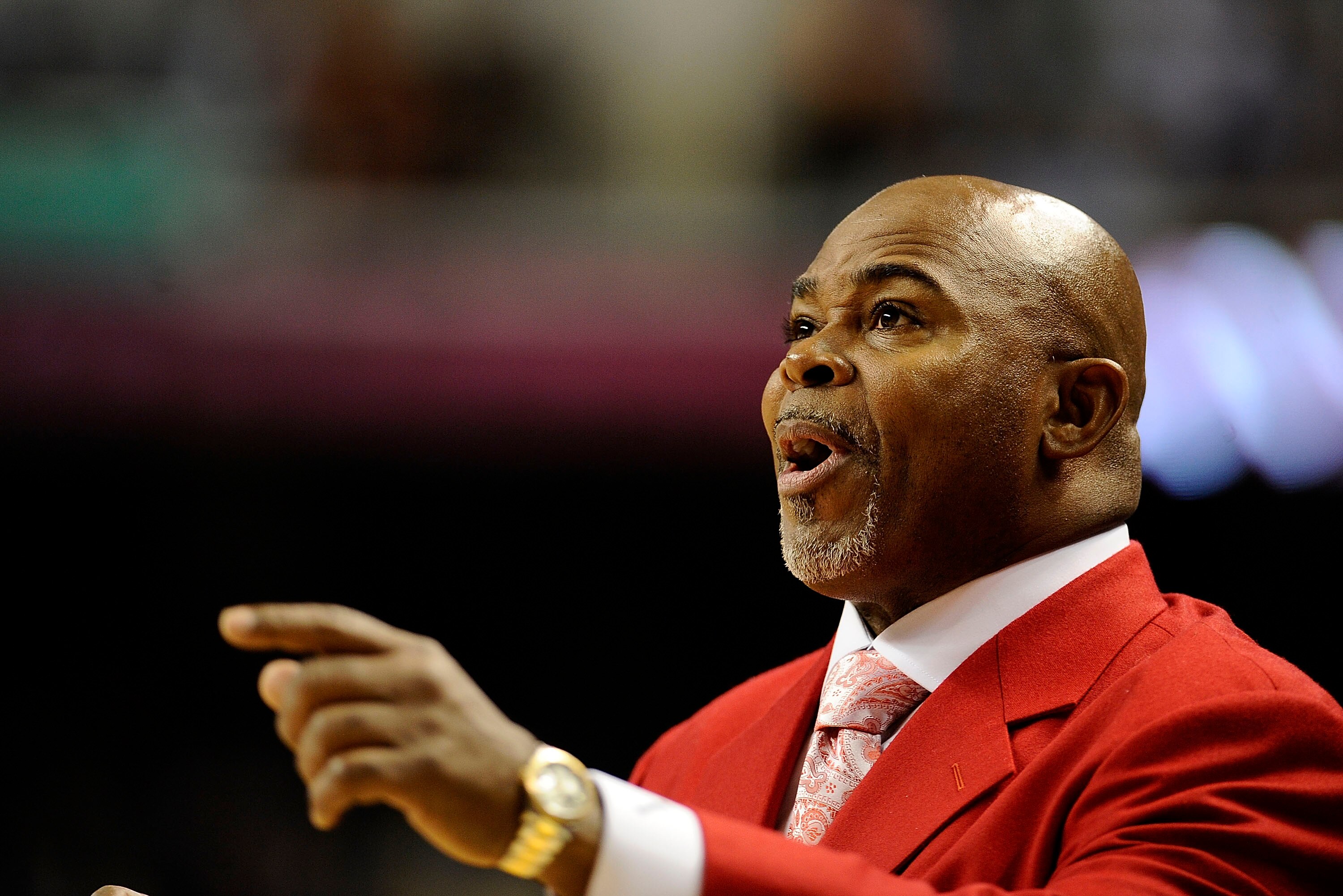 GREENSBORO, NC - MARCH 12:  Sidney Lowe, head coach of the North Carolina State Wolfpack works the sidelines in their quarterfinal game against the Florida State Seminoles in the 2010 ACC Men's Basketball Tournament at the Greensboro Coliseum on March 12,